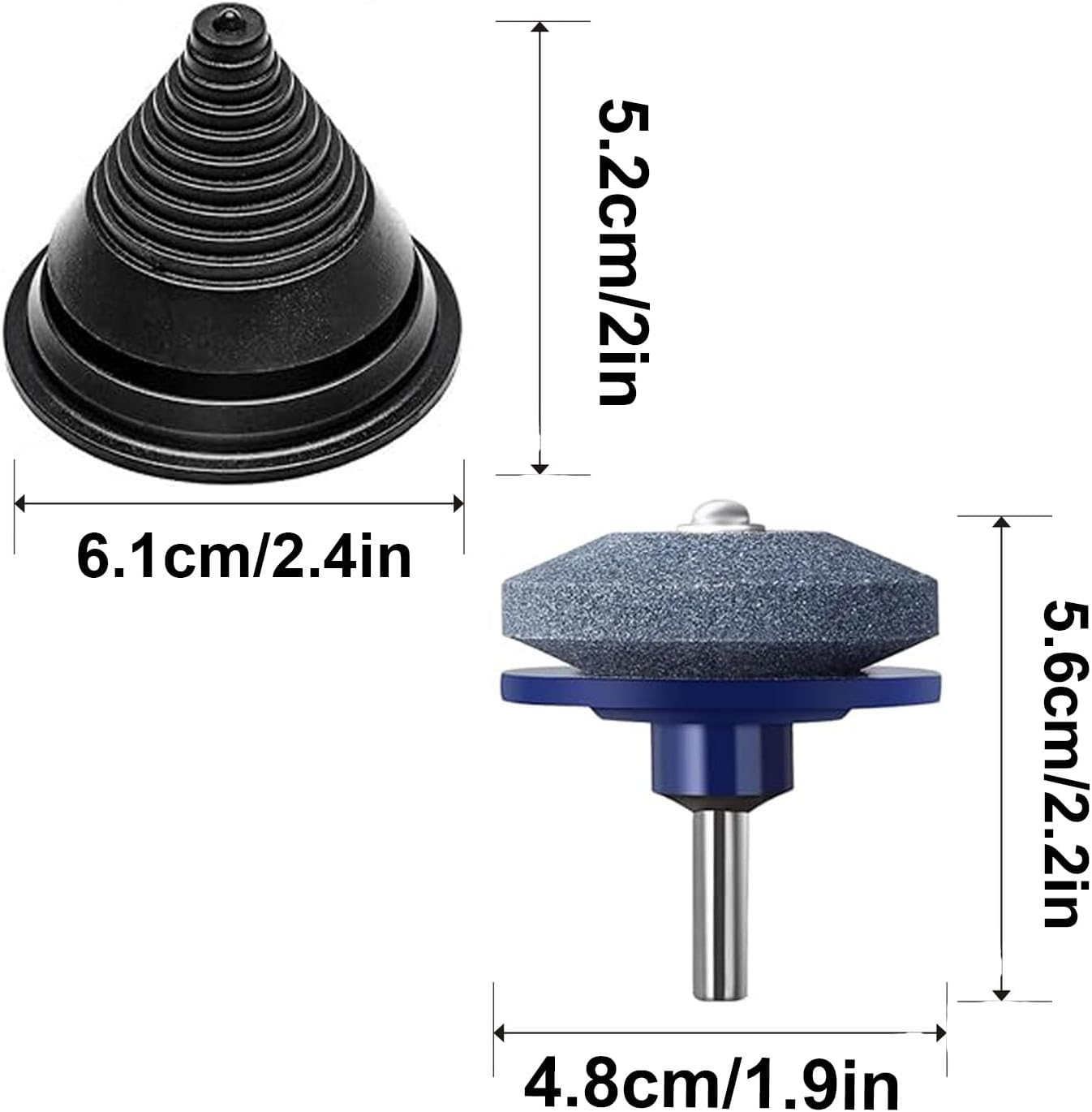 4 PCS Lawn Mower Blade Sharpener with 1 Pcs Balancer, Universal Multi-Sharp Rotary Lawnmower Sharpen for Power Drill Hand Drill and Lawn Mower Blade Balancer, Mower Sharpening Stone Wheel Kit image number 3