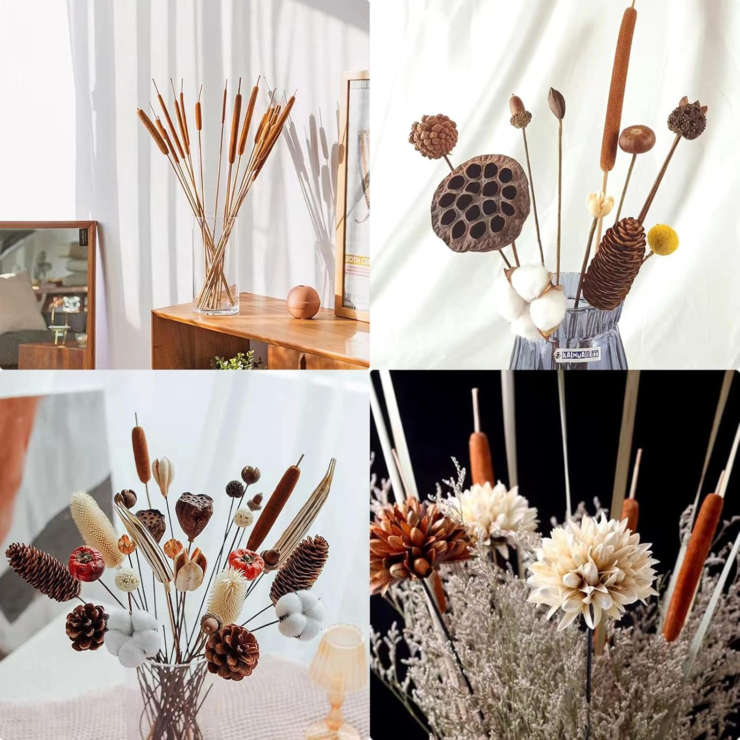 Dried Natural Cattails - 20PCS Jumbo Size for DIY Floral Arrangements and Home Office Decor - 0.75" Dia - 24 Inch Length image number 4