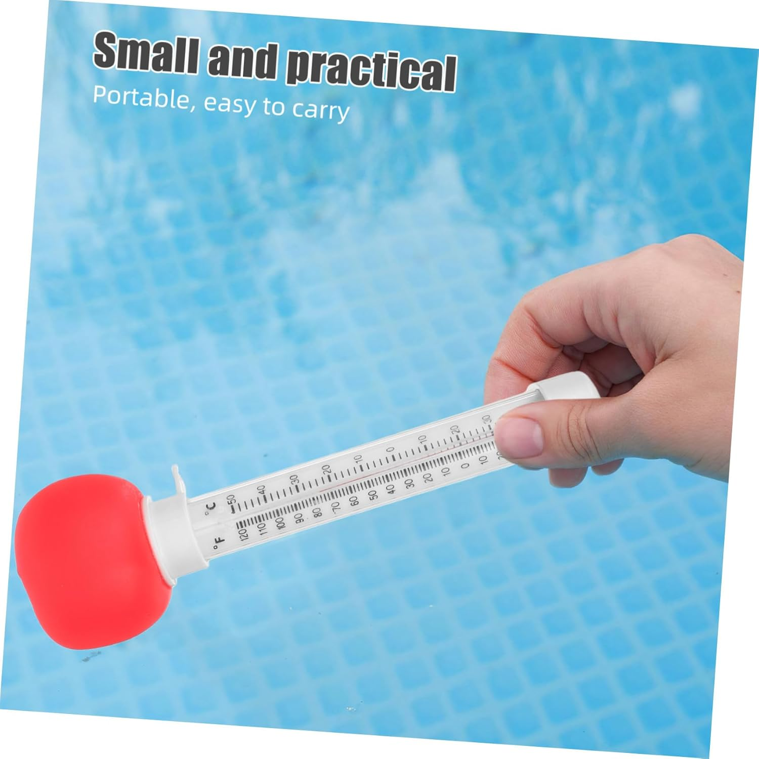 Easy Read Floating Tomato Thermometer for Swimming Pools and Hot Tubs Large Display Water Temperature Gauge with String for Baths Indoor Outdoor Spas Monitor image number 6