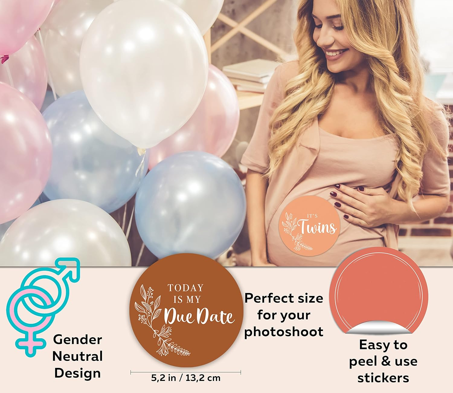 Pregnancy Weekly Milestone Signs 24 Pack, Weekly Baby Bump Stickers Baby Shower Pregnancy Gifts for First Time Moms, Gender Neutral Pregnancy Photography and Announcement Cards image number 4