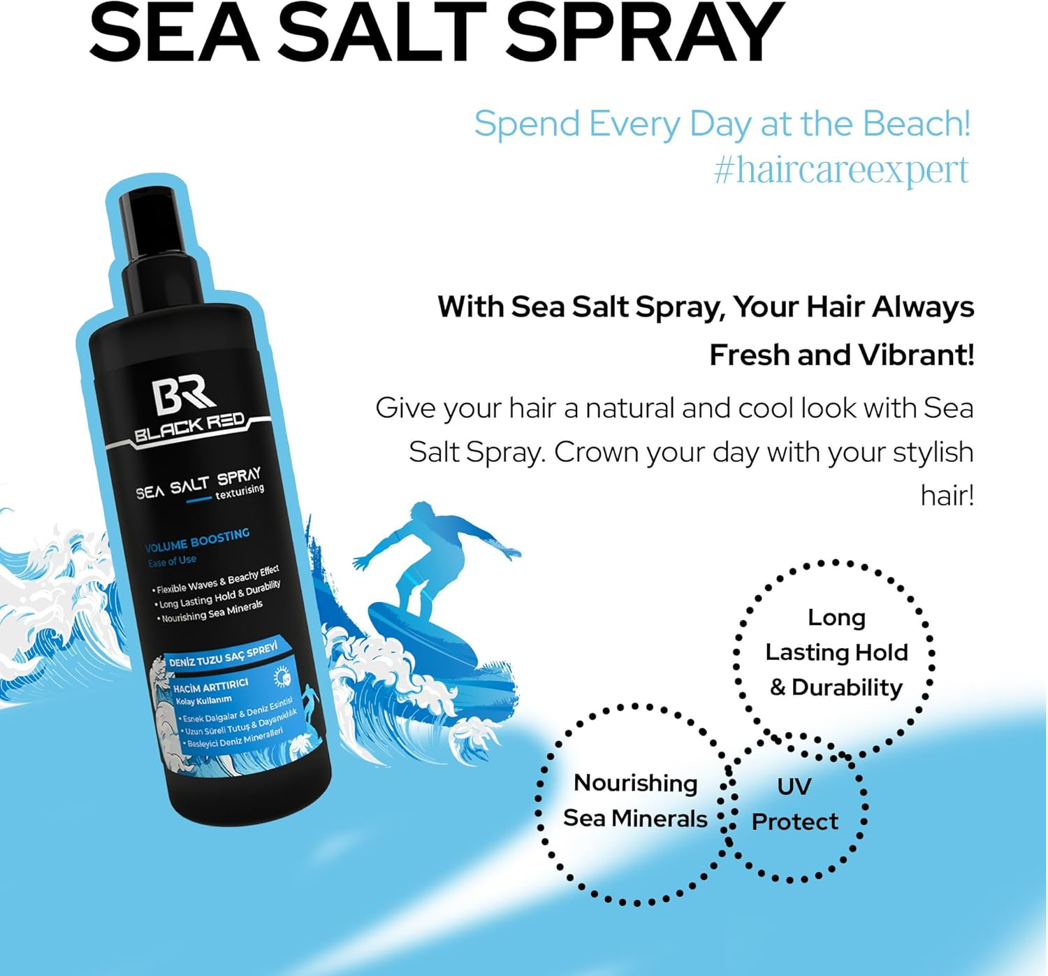 Black Red&reg; Beach Matt Texture Sea Salt Hair Spray, Medium Hold, UV Protection, 200 Ml image number 6