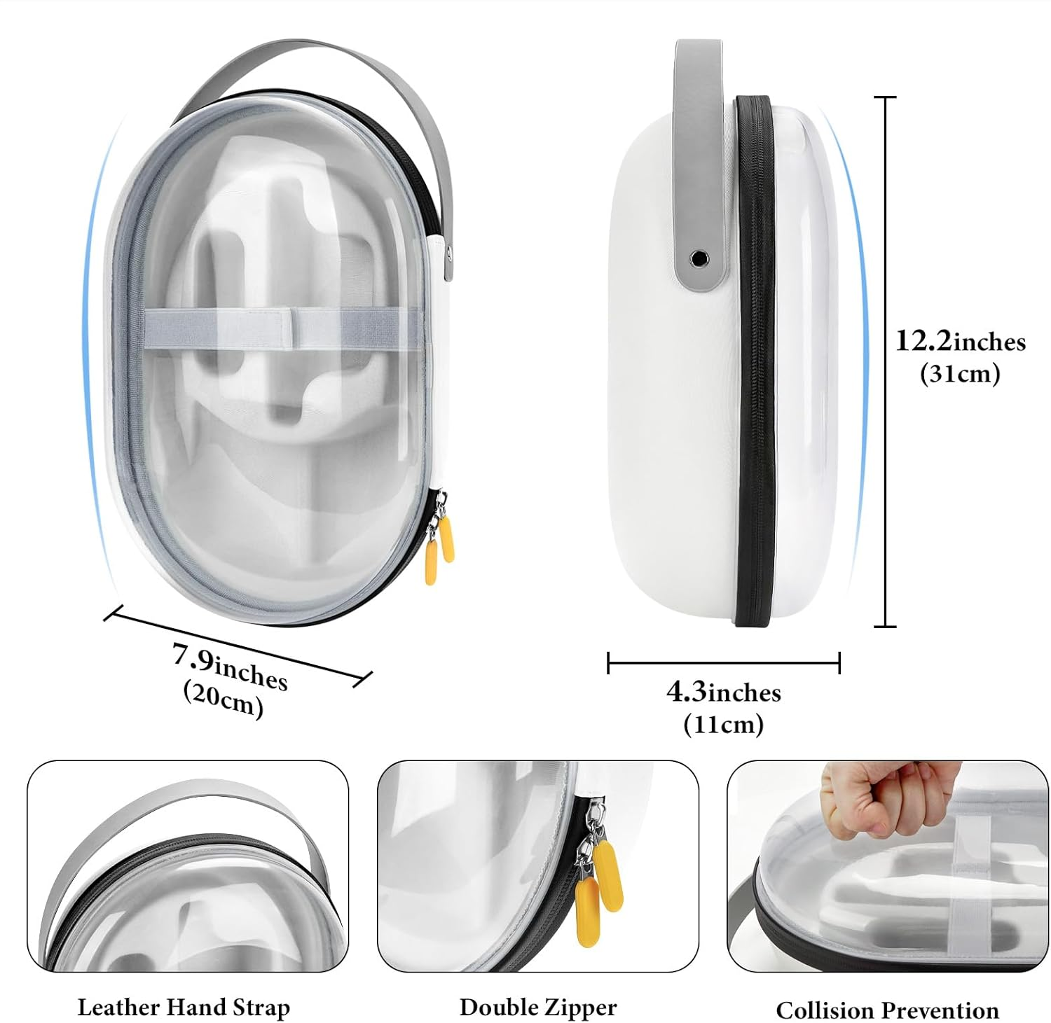 Geekria Shield Hard Carrying Case Compatible with APPL Vision Pro, Portable Bag Protect VR Device and Accessories, Drop and Scratch Proof Compact Travel Case for Vision Pro (Clear) - Clear image number 5