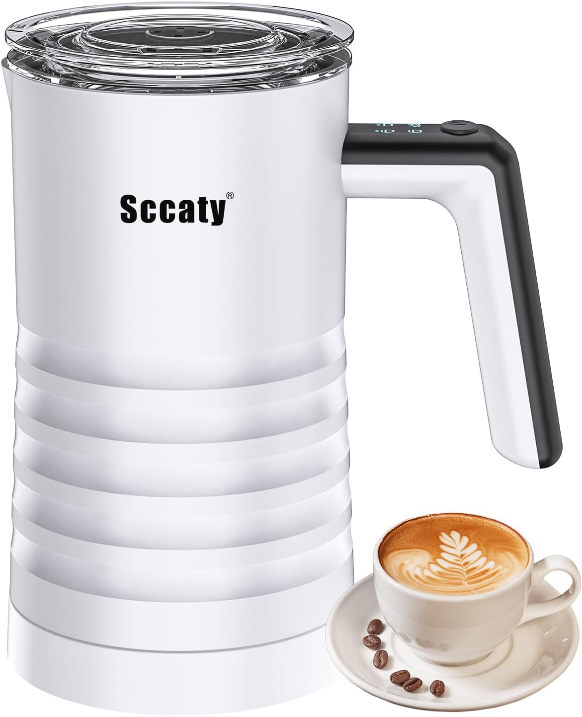 Electric Milk Frother, Milk Foam Maker, Milk Steamer, 4-In-1 Milk Frothers, Milk Warmer, up to 350Ml, 304 Stainless Steel, Non-Stick Coat, Scratch, Magnetic Suspension Stir, Lower Sound, Easy to Wash. image number 5