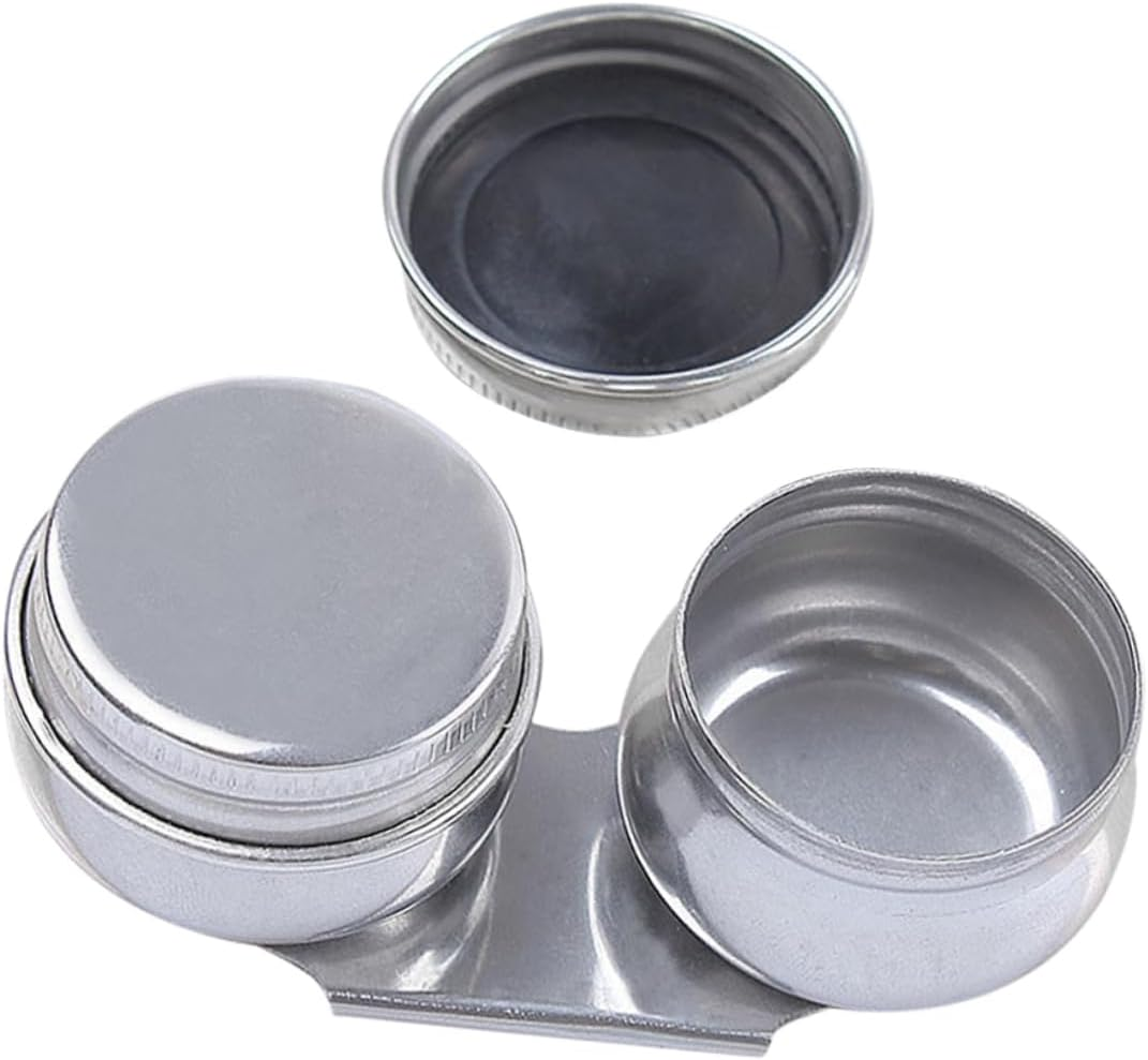Stainless Steel Oil Painting Double Palette Cups Lid 6Cm Portable Artist Solvent Container Painting Brush Washing Bucket for Acrylic and Oil Paint Supplies