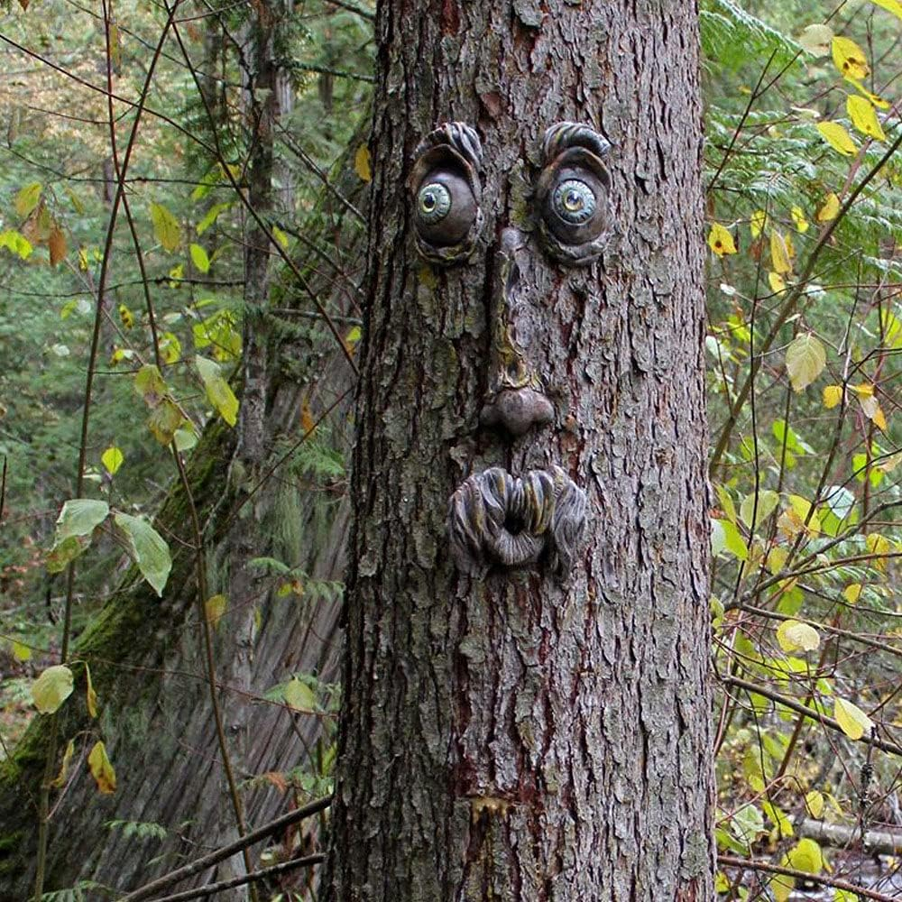 EIIORPO Tree Faces Decor Outdoor, Funny Yard Art for Garden, Lawn, Halloween Tree Decorations(B)