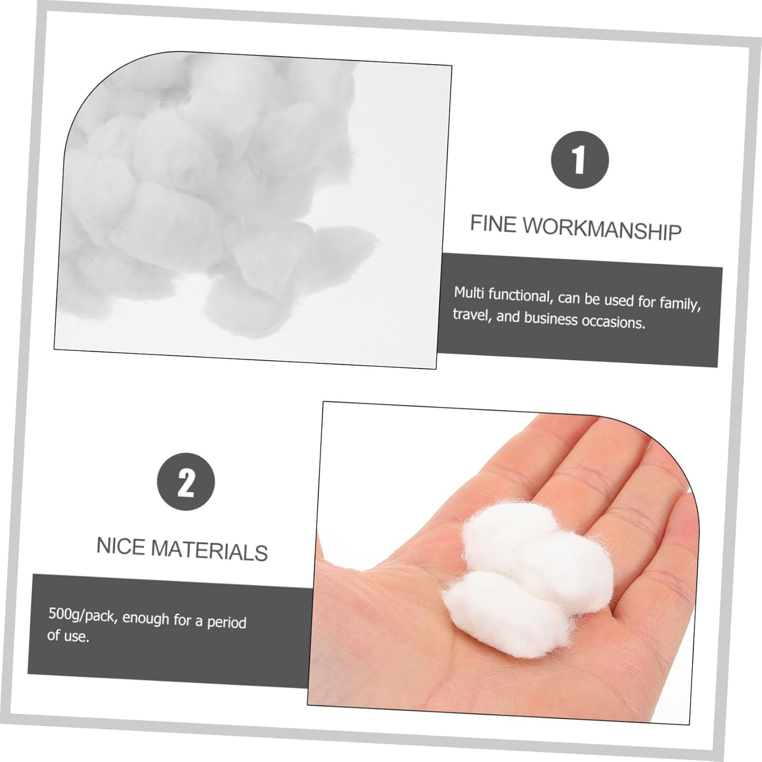 Mikinona 500G Mini Cotton Balls for Nail Gel Cleaning Multi-Function Cotton Balls for Spas and Salons image number 4