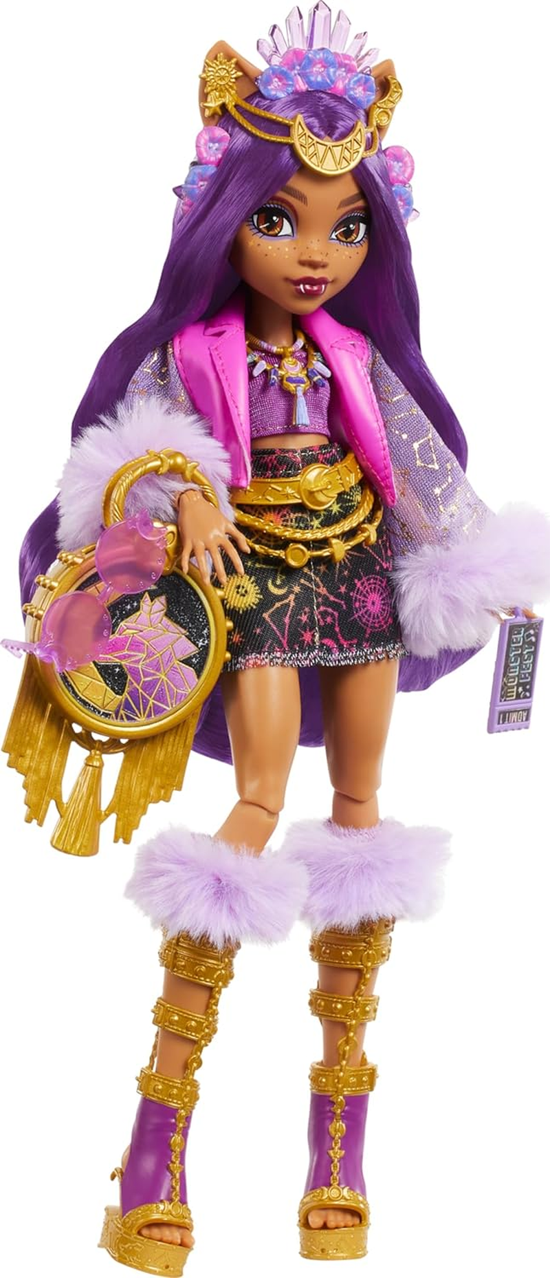 Monster High Monster Fest Doll, Clawdeen Wolf with Glam Outfit & Festival Themed Accessories like Snacks, Band Poster, Statement Bag & More image number 5