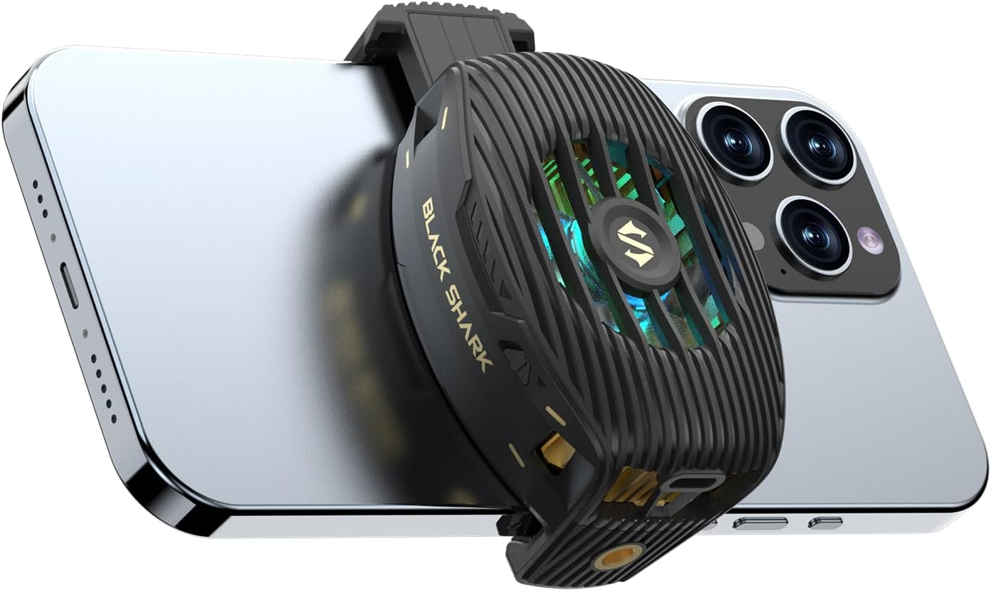 Black Shark Phone Cooler for Gaming Funcooler 4, Wired Mobile Phone Cooling Fan Lightweight Quiet with RGB Light, Cellphone Radiator for 2.67-3.45 Inches Iphone/Android, Retaining Bolt - Funcooler 3-2 image number 3