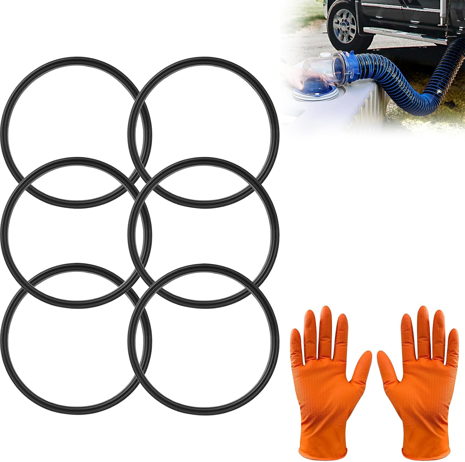 Sheechung 6 PCS RV Sewer Hose Gaskets, Replacement Rubber Gaskets (39834) for RV Sewer Hose Fittings, Ensures Tight Seal and Odor Free, Fit Elbow & Bayonet image number 2