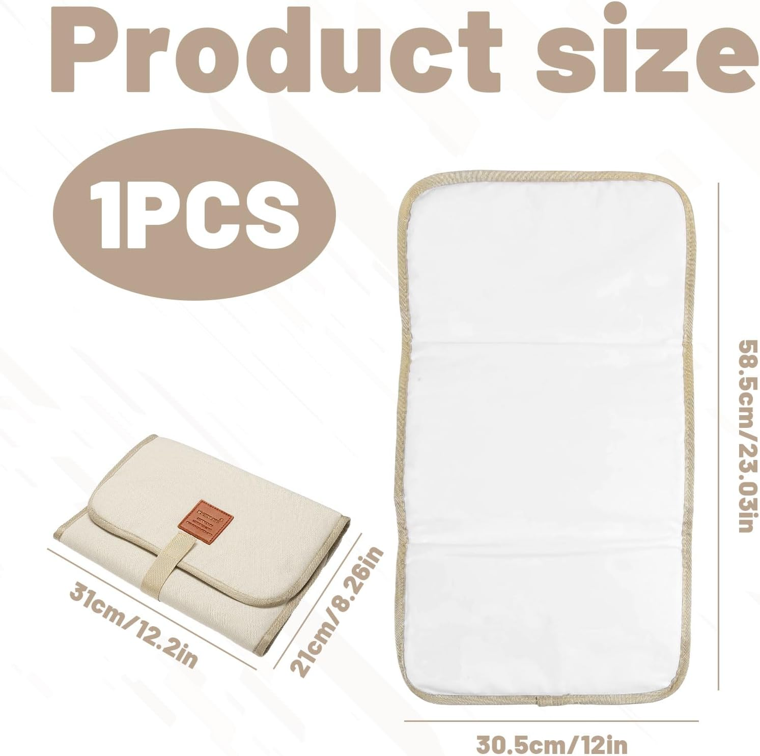 Baby Change Mat, 1 Pcs Baby Changing Mat, Baby Change Pad for Foldable Travel, Waterproof, Portable Change Mat for Washable, Wipeable, Nappy Change Mat for Home Travel outside (White) image number 1