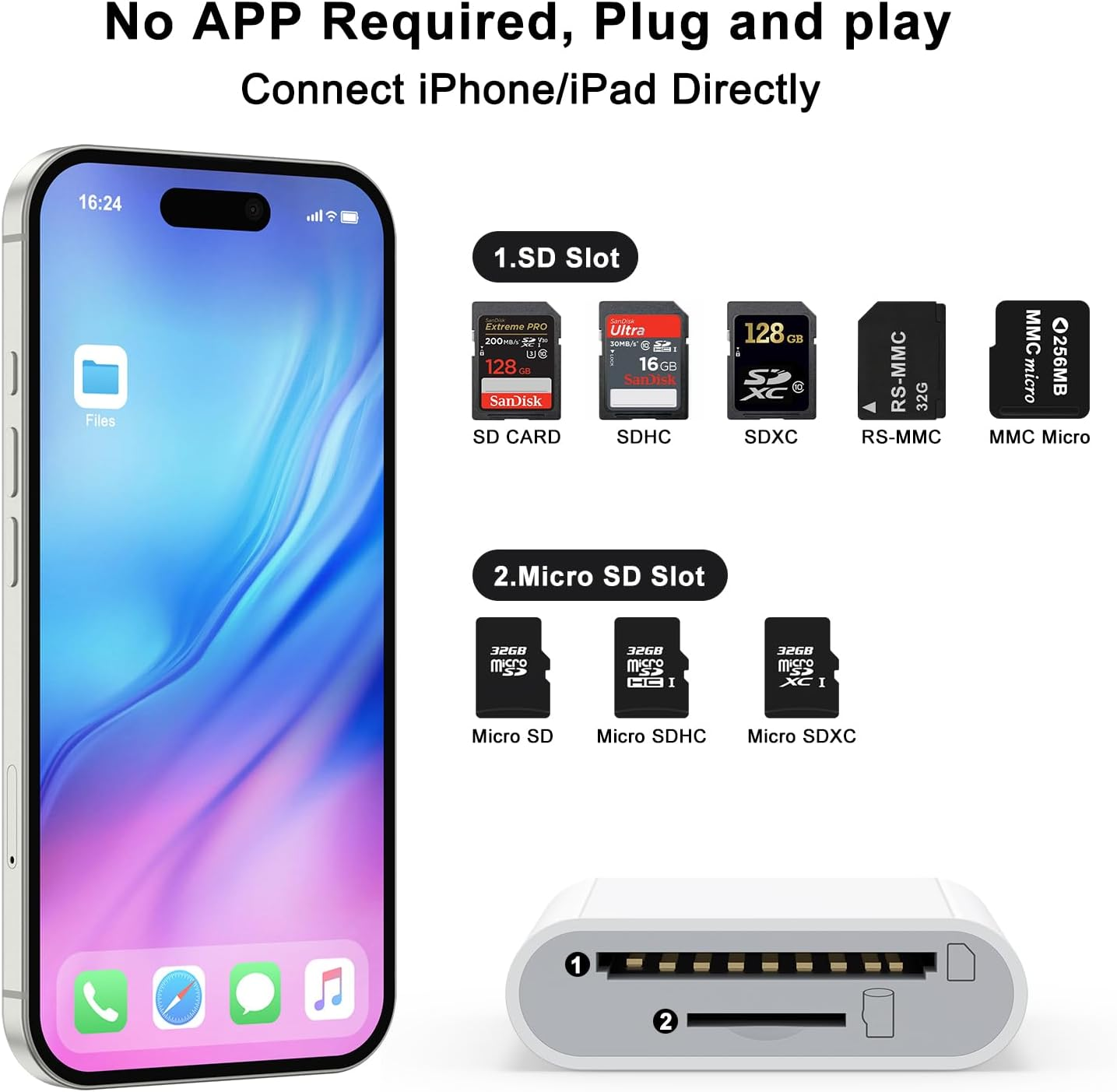 SD/TF Card Reader for Iphone 16 15 Pro Max Plus, USB C to SD/TF Memory Card Reader for Samsung Galaxy S25/S24/S23, Android, Camera, PC, Laptop (SD/TF to USB C) image number 4