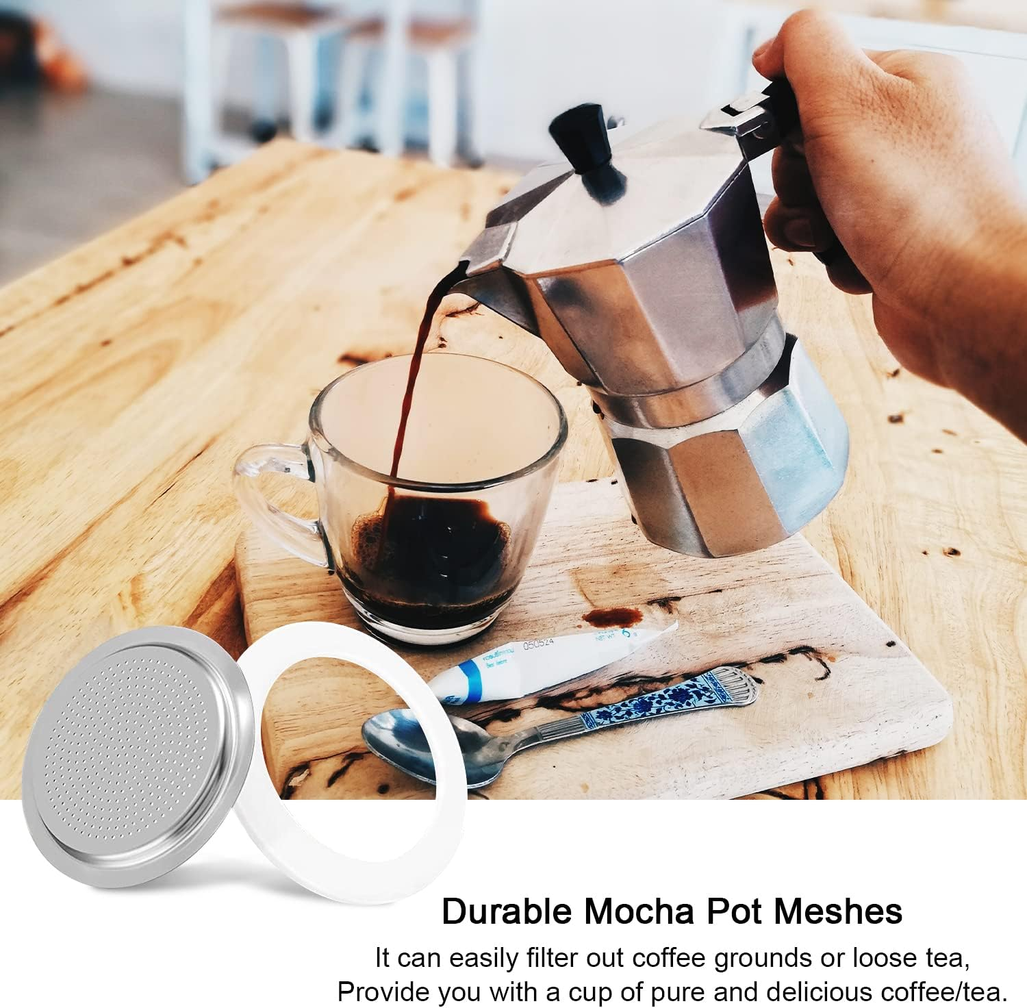 O-Rings Sealing Rings Silicone Ring Sealing Ring Coffee Cup Seal Espresso Maker Washable 9 Replacement Sealing Rings and 3 Aluminium Filters for Coffee Machines 6 Cup Pots (74 Mm) image number 1