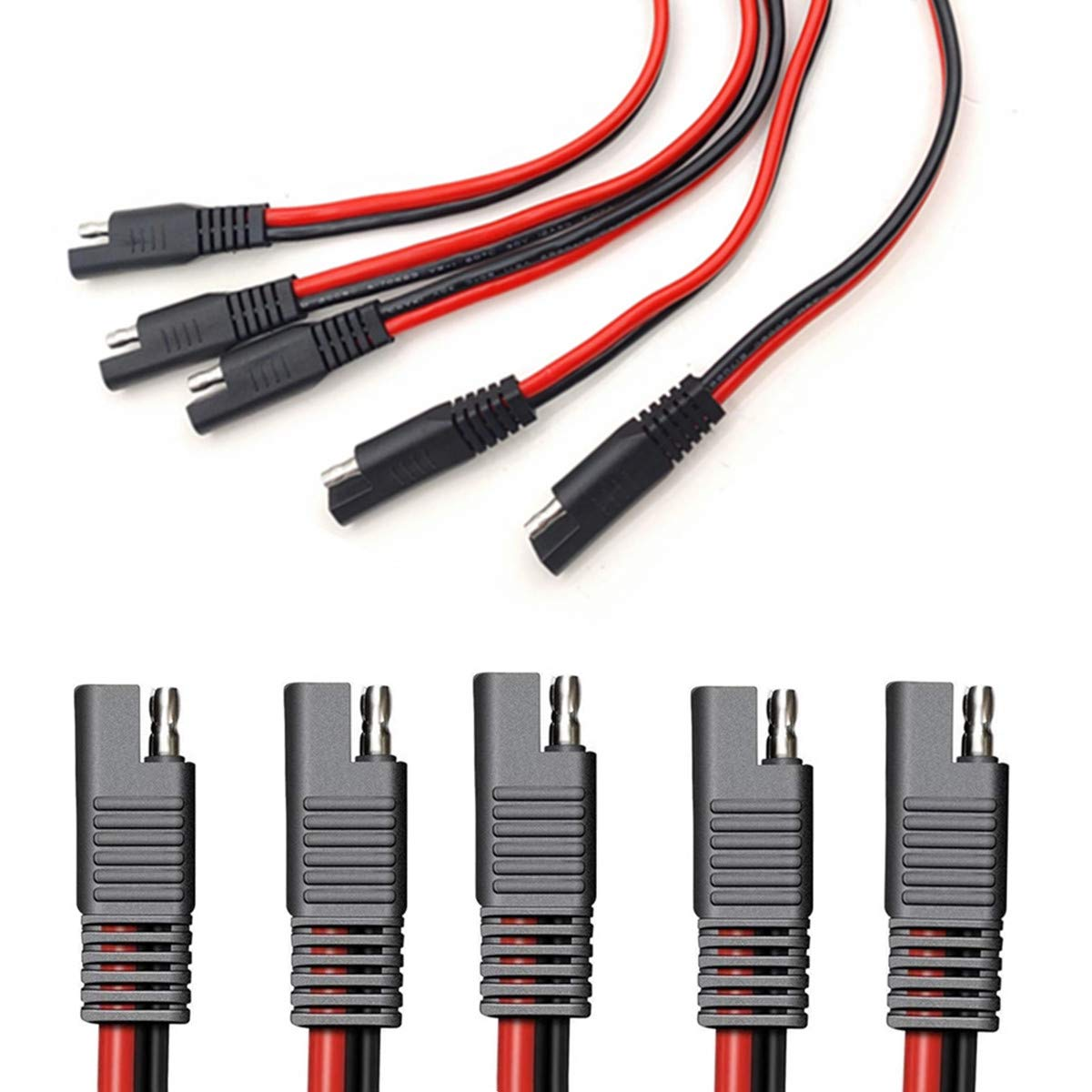 Fainwan 5Pcs 1Ft 12AWG SAE to SAE Power Automotive Extension Cable with Quick Disconnect Wire Harness for Battery Chargers image number 3