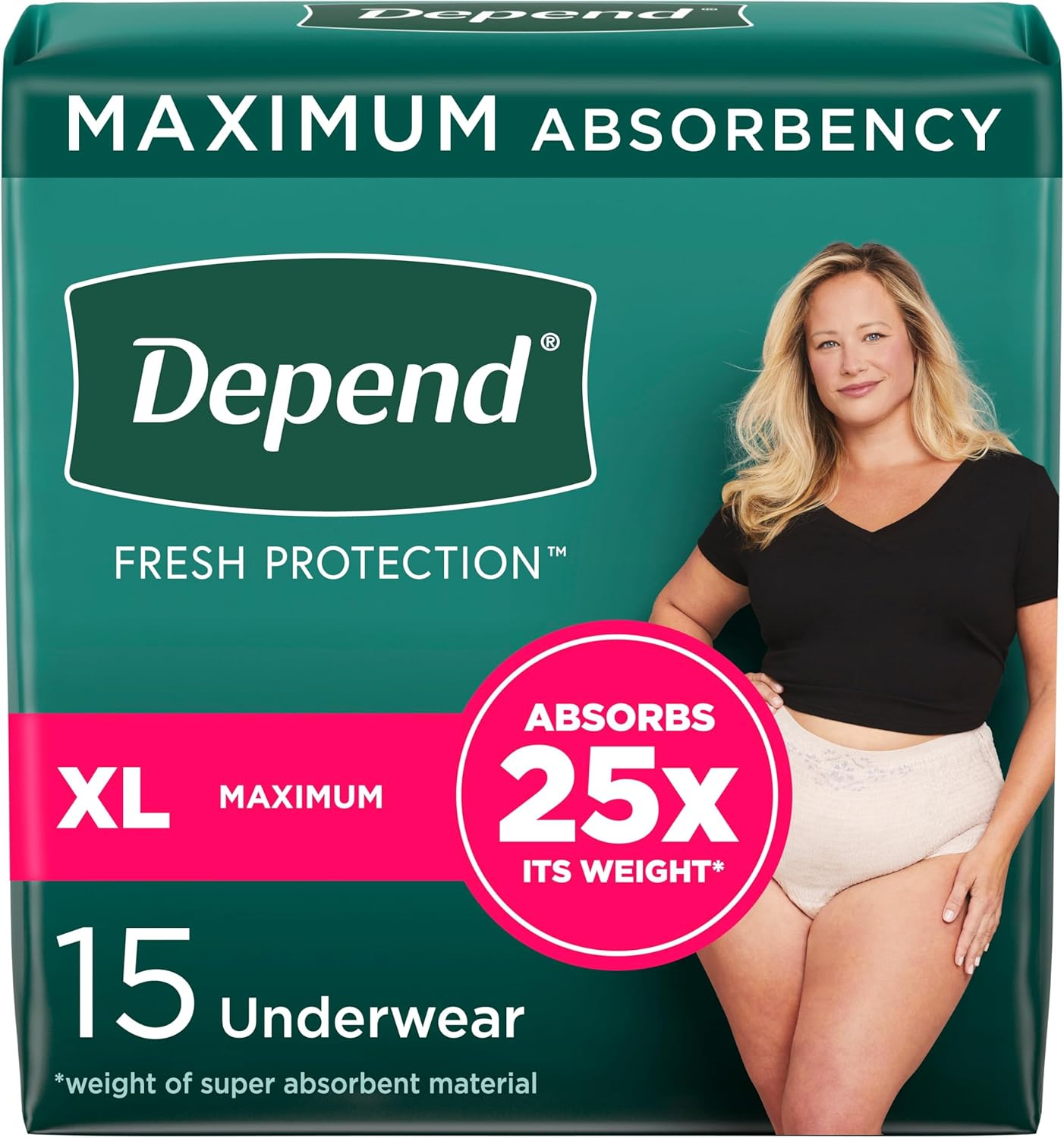 Depend FIT-FLEX Incontinence Underwear for Women, Maximum Absorbency, XL, Tan (Packaging May Vary) image number 5