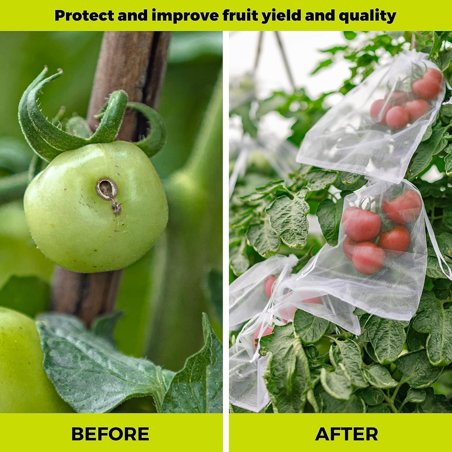 50Pcs Fruit Protect Bags, Reusable Mesh Garden Netting Protection Bag for Plants Vegetables for Plant/Fruit/Flower (White, 8 * 12Inch) image number 2