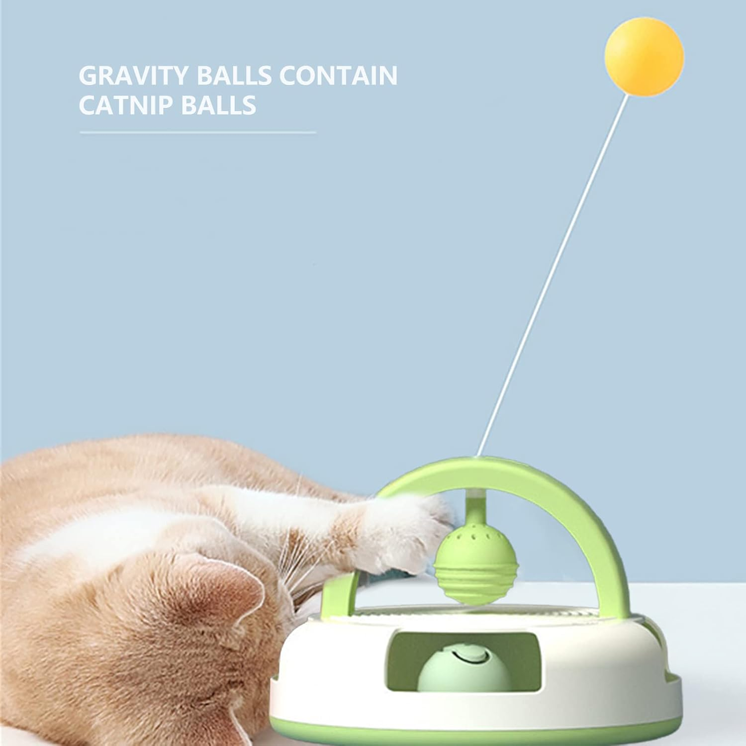 Interactive Cat Toys for Indoor Cats, Auto Rotating Non-Electric Kitten Stick Toy with Catnip Ball Bell, Cat Teaser Toy Ball and Bell Kitten Playing Training Indoor Imtrub image number 2