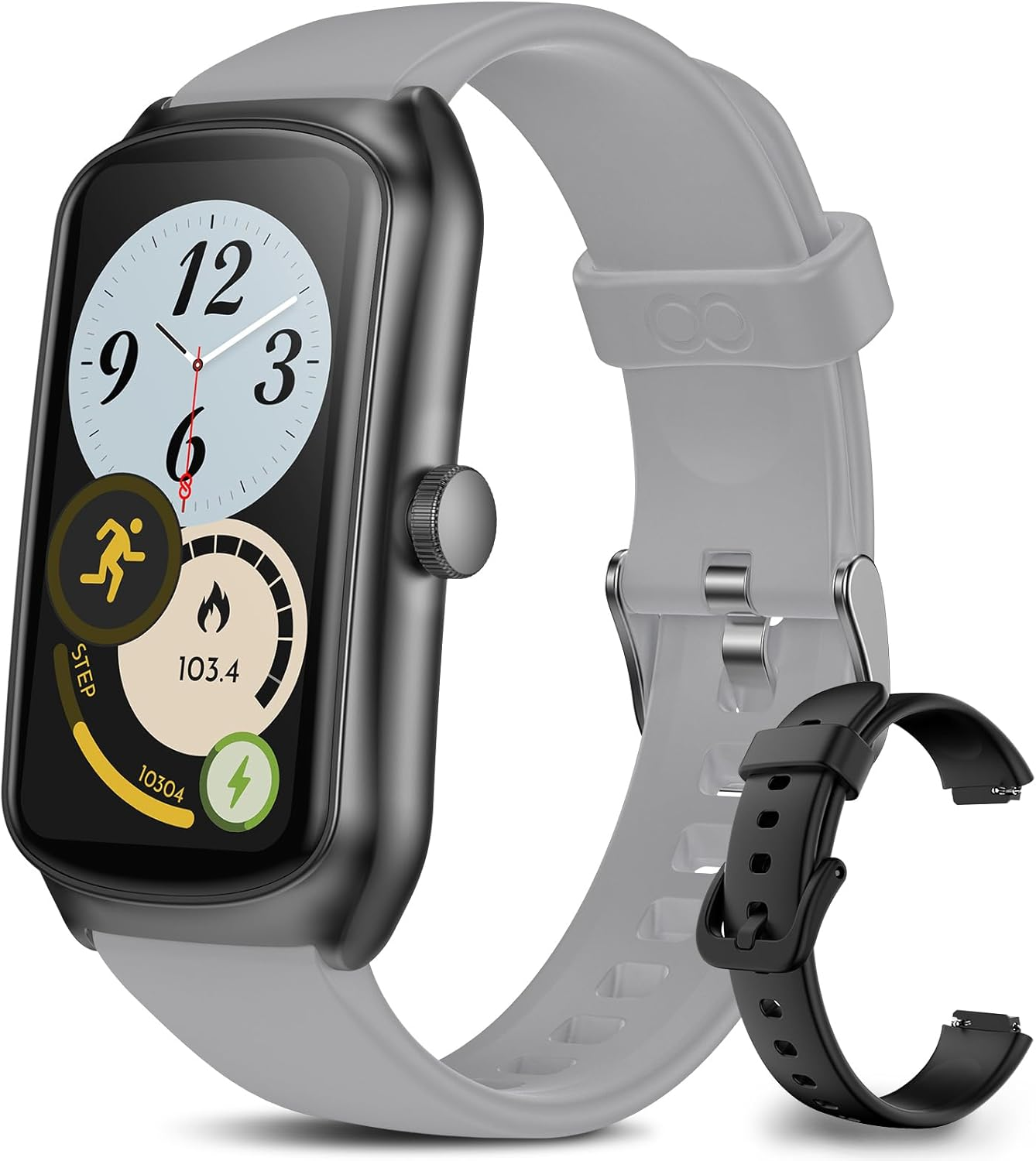 Fitness Trackers Android Iphone Compatible, AMOLED Smart Watches with Heart Rate/Waterproof/Sleep/Pedometer Monitor Step Tracker Counter for Men Women (Red, Band*2)