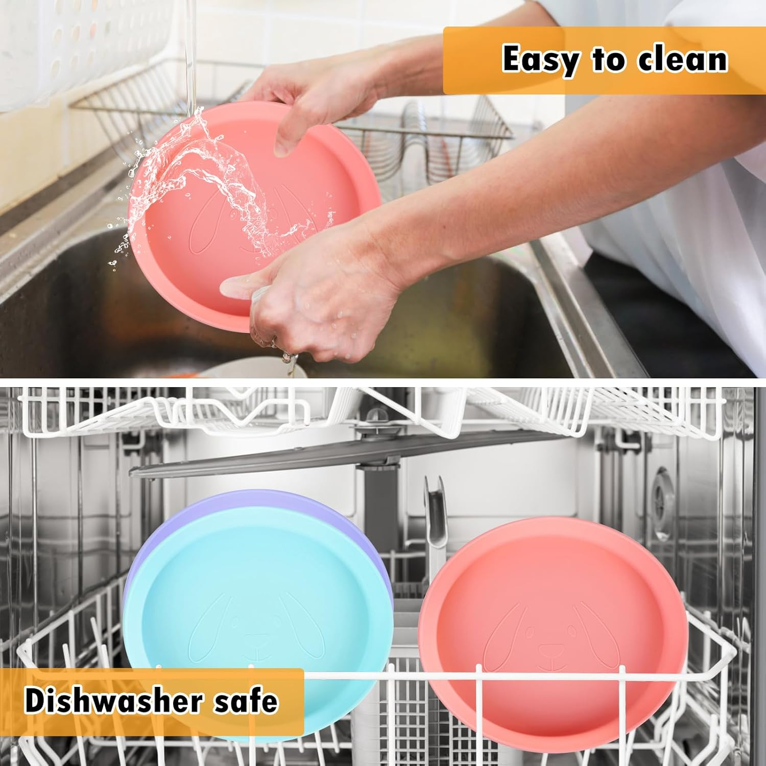 Pack of 3 Feeding Bowls for Cats, Colourful Cat Bowls, Feeding Bowl, Flat Cat Bowl, Silicone Bowl, Wide Drinking Bowl, Cat Bowl for Dry Food and Wet Food, Water Bowl image number 1