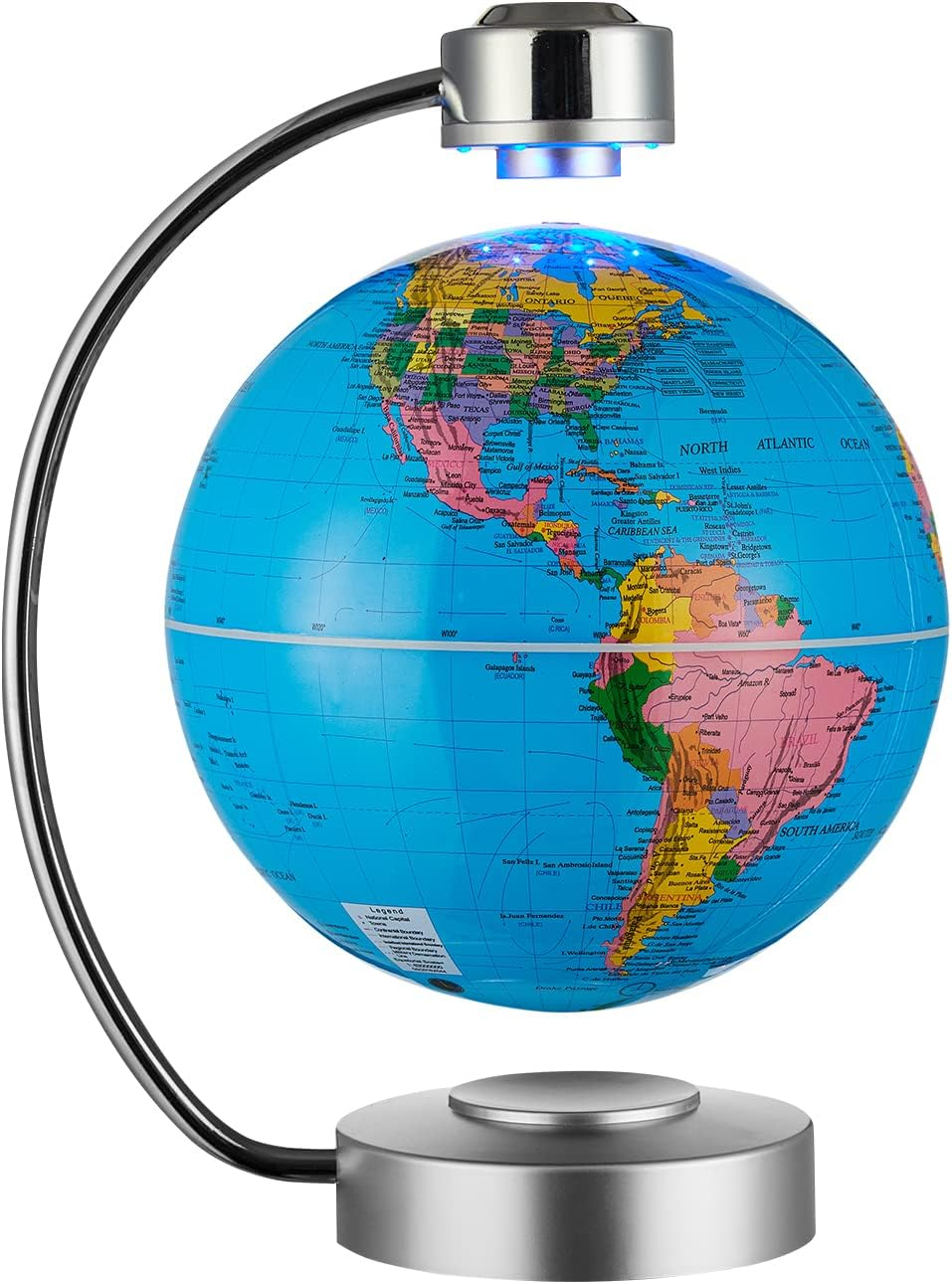 NHSUNRAY Magnetic Levitating Globe, Large 8Inch Floating Globe with LED Lights, Magnetic Globe Display, Indoor Accents, Study Room Decor, Modern Decorative Ornament (Black)