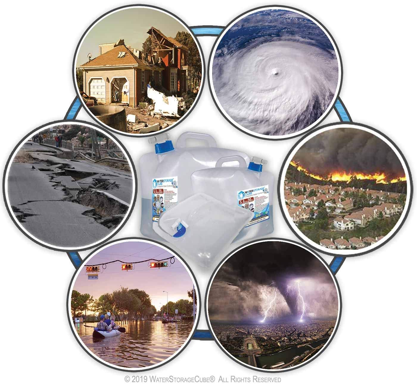 Waterstoragecube Bpa-Free Collapsible Water Container with Spigot, Food-Grade Camping Water Storage Carrier Jug for Outdoors Hiking Hurricane Emergency, Foldable Portable Water Canteen (5.3 Gal 2-Pk) image number 1