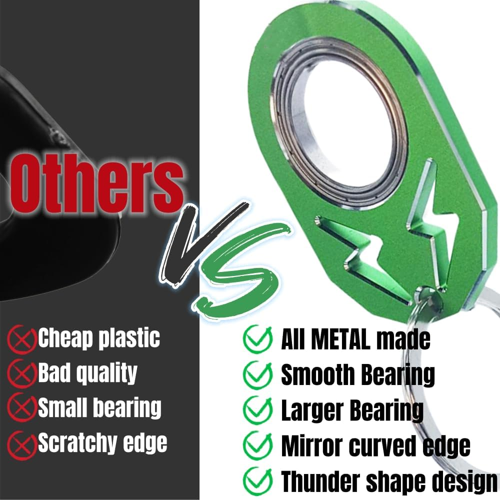 YIPUKIYI Keychain Spinner Fidget Ring Metal Key Chain Spinner Fidget Ring Type Toy for Man Women and Kids (Silver) - New Black image number 7