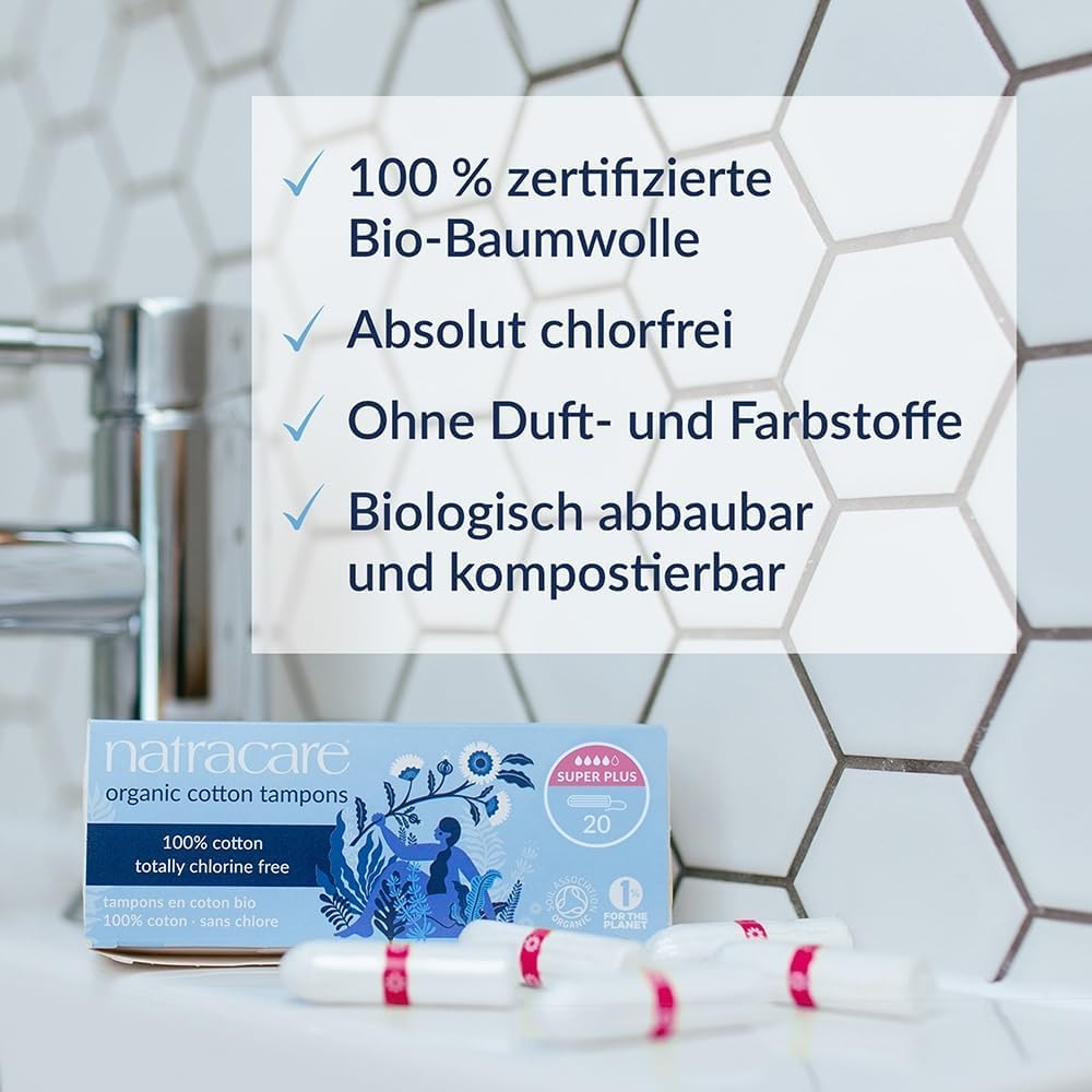 Natracare Organic Cotton Tampons, Super Plus, 20 Count image number 1