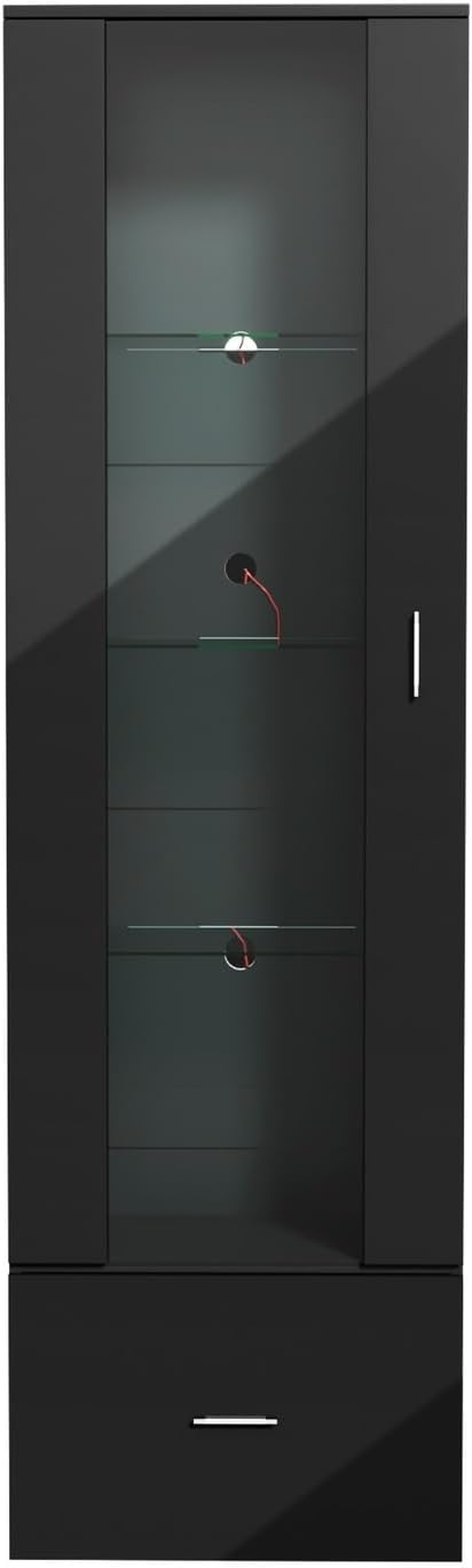 Oikiture Display Cabinet with 4 Shelves and Drawer Sideboard Buffet Storage Cabinet Wine Cabinet Black image number 4