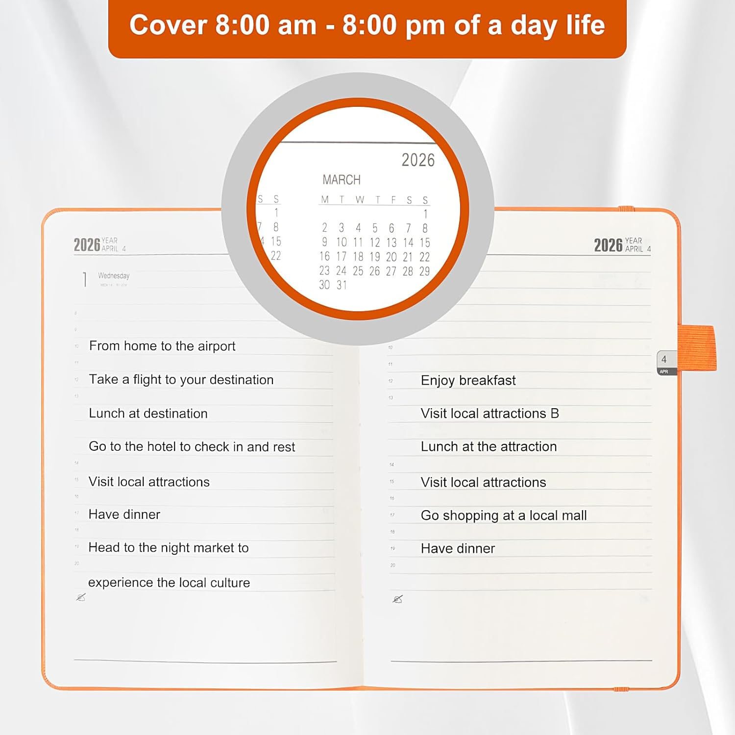 2026 Academic Diary - Daily Planner A5 Diary, Day per Page,Leather Academic Year Diaries from Jan to Dec, Self-Care 2026 Journal Notebook, Monthly Planner with Pen Loop (Black) - Haze Blue image number 5