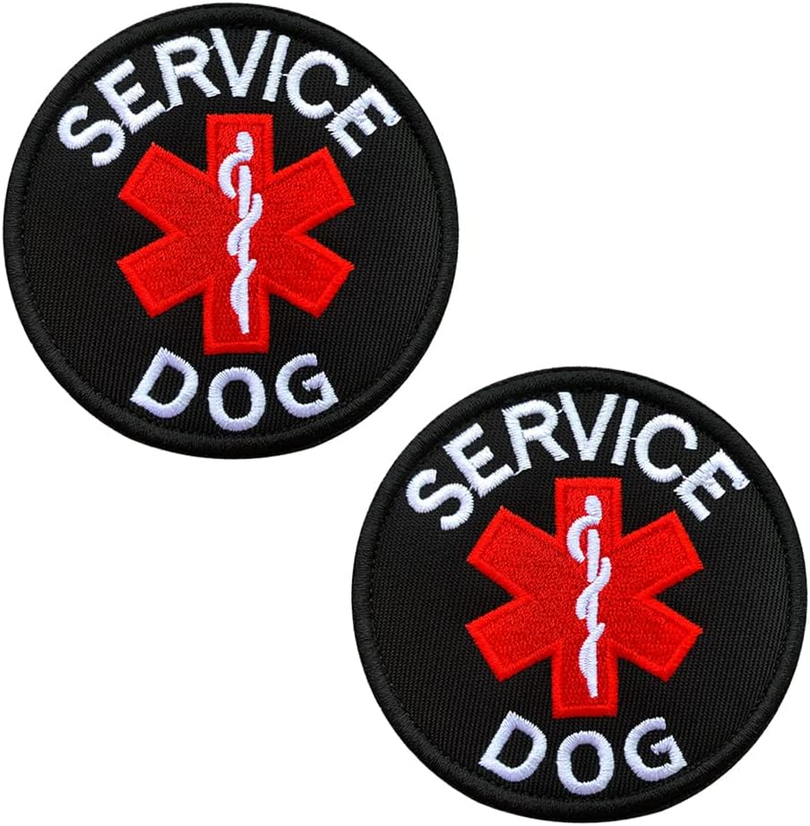 2 PCS EMT Service Dog Patches Therapy Dog Patches Dog Vests/Harnesses Applique Embroidered Fastener Hook & Loop Emblem Emotional Support Patch for Medium and Large Dogs Animals image number 6