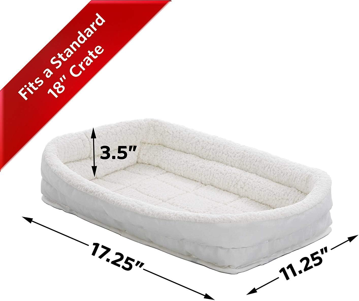 Double Bolster Pet Bed | 18-Inch Dog Bed Ideal for Toy Dog Breeds & Fits 18-Inch Long Dog Crates