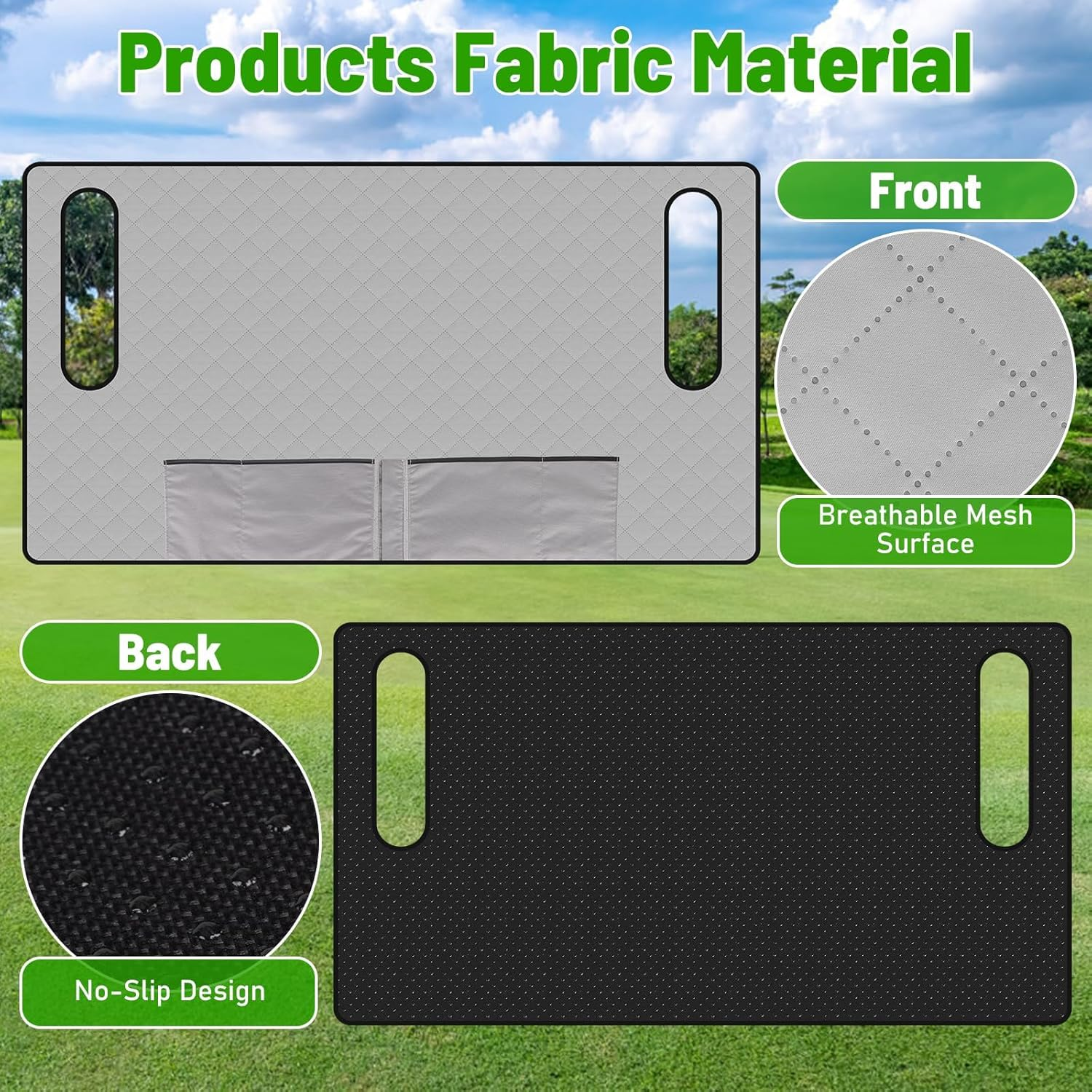 Universal Golf Cart Seat Covers with 4 Pockets, 128X80Cm Waterproof Seat Protector with Non-Slip Bottom for EZGO Yamaha Club Car, 2-Person Golf Cart Accessories with Storage Pockets image number 2