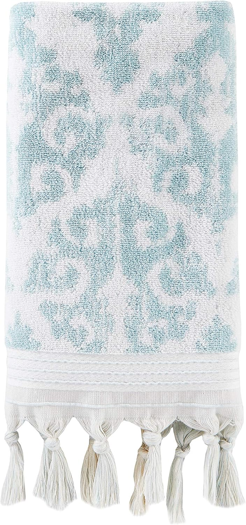 SKL Home by Saturday Knight Ltd. Mirage Fringe 100% Turkish Cotton Hand Towel Set, Aqua image number 2