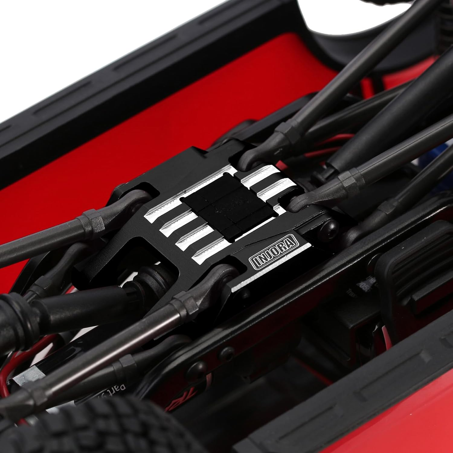 INJORA Skid Plate CNC Aliuminum Transmission Mount for TRX4M 1/18 RC Crawler Car Upgrade Parts, 16G(Black) image number 3