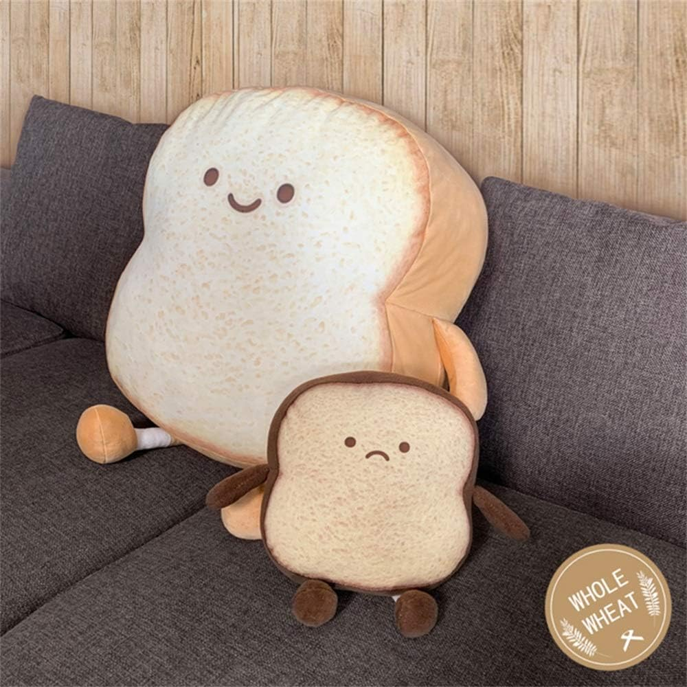 Toast Bread Pillow Funny Food Plush Toy Pillows Small Cute Stuffed Plush Sofa Pillow (Toast ​​Bread, Brown) - Happy image number 3