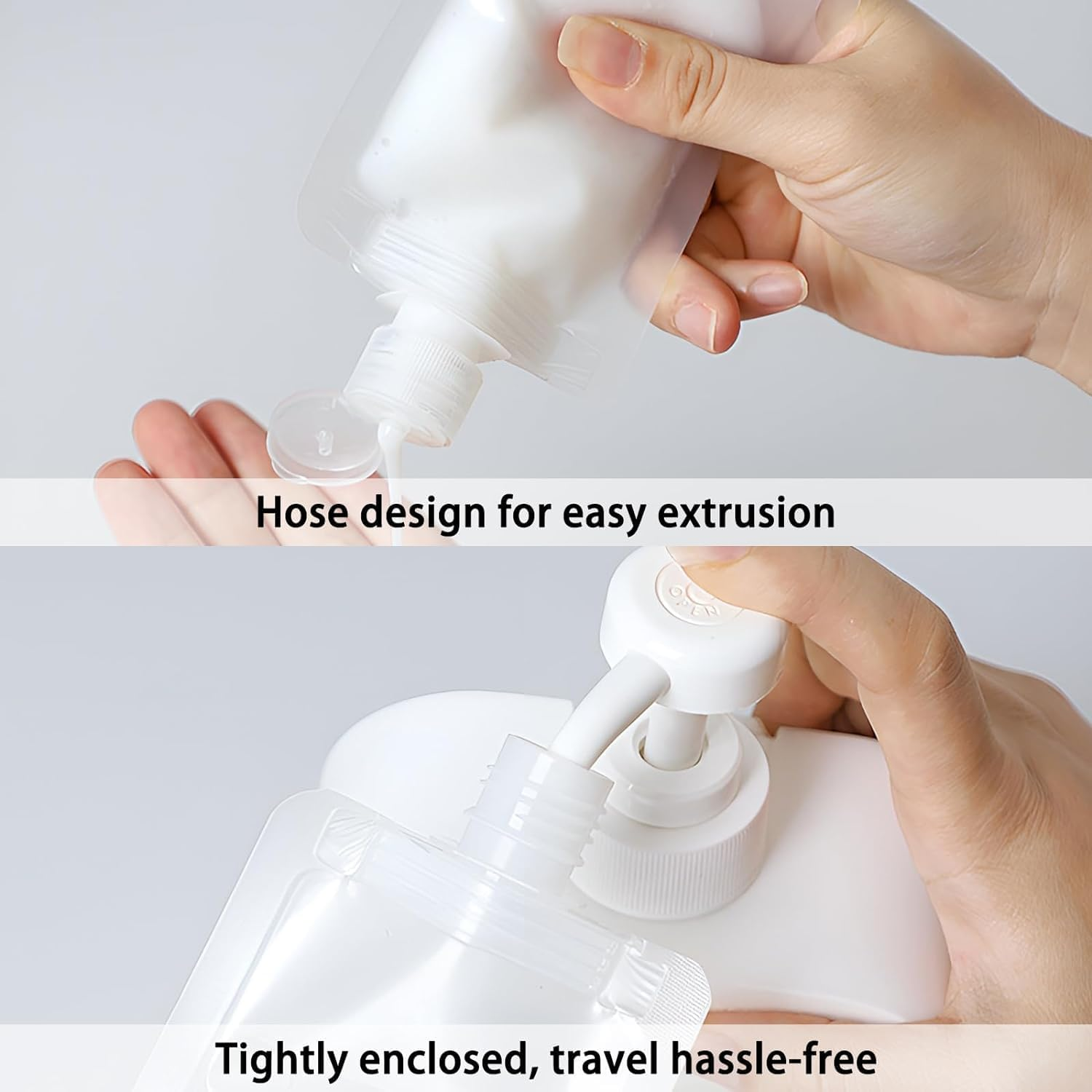 24 Pcs Portable Travel Makeup Packing Bag, 30Ml+50Ml+100Ml Leak Proof Refillable Empty Squeeze Pouch, Transparent Clamshell Packaging Bag Plastic Stand up Spout Pouch for for Vacation Travel. image number 5