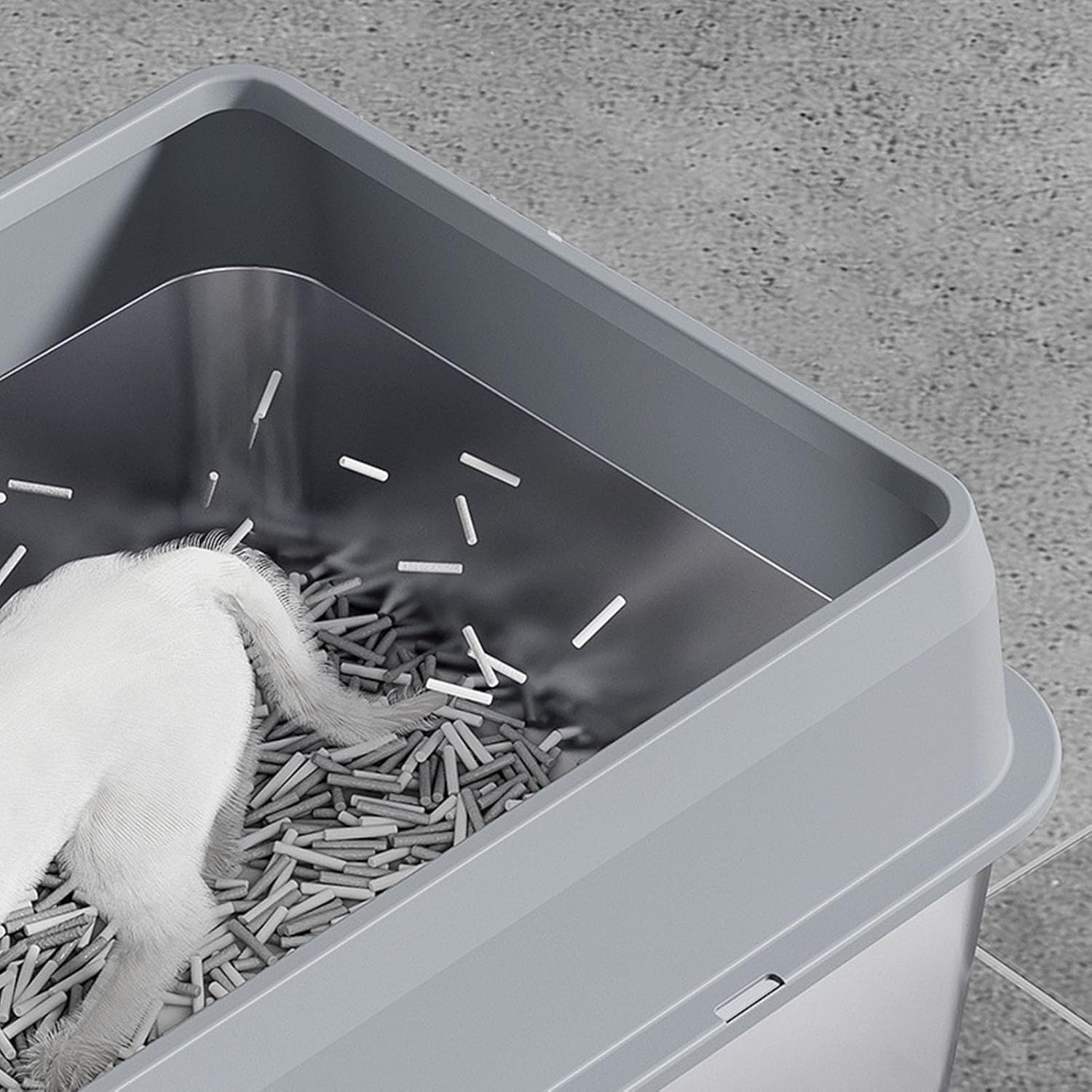 Stainless Steel Cat Litter Box with Lid, Extra Large Litter Box for Big Cats, Metal Litter Box with Wall Sides Enclosure, Non-Sticky, Anti-Leakage, Easy Cleaning Litter (Extra image number 1