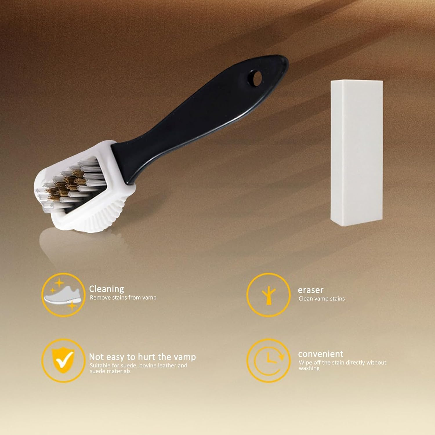 Suede Brush Kit 4-Sided Cleaning Eraser Nubuck Cleaner Boots Shoes Jackets Furniture Suede Cleaner Brush image number 1