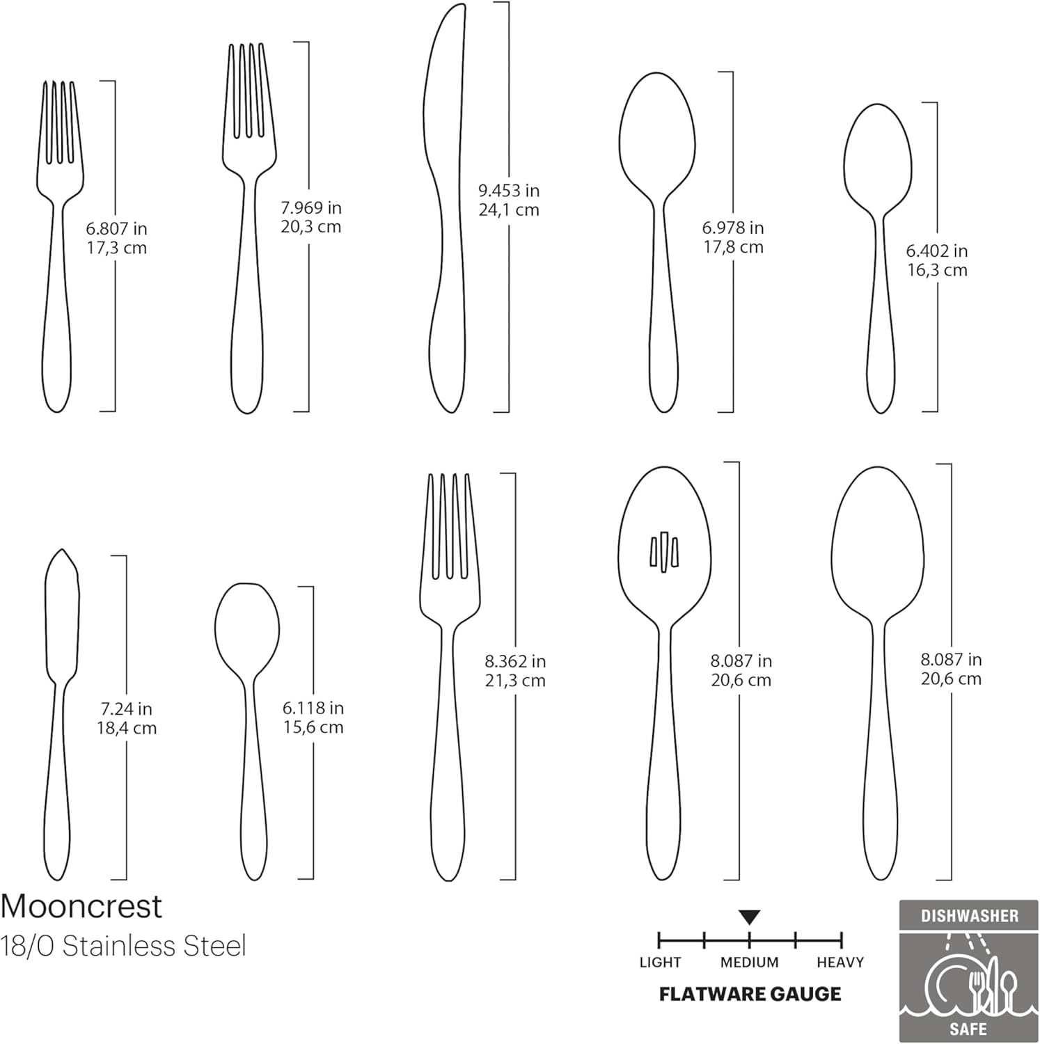 Oneida Mooncrest 65-Piece Flatware Set, Service for 12 Silver image number 1