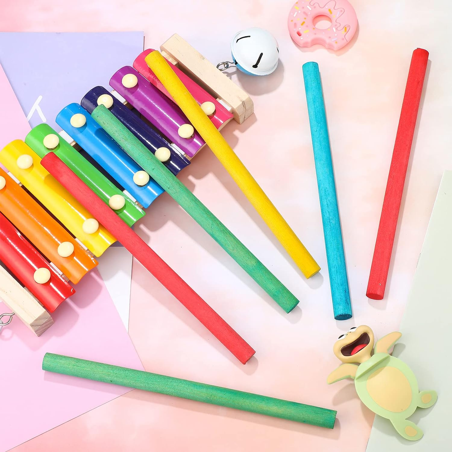 Chunful 24 Pieces Rhythm Sticks Rhythm Music Lummi Sticks Classroom Rhythm Instruments Musical Sticks 4 Colors Wood Sticks for Girls Boys Classroom Play (8 X 1/2 Inch, Red, Green, Yellow, Blue) image number 4