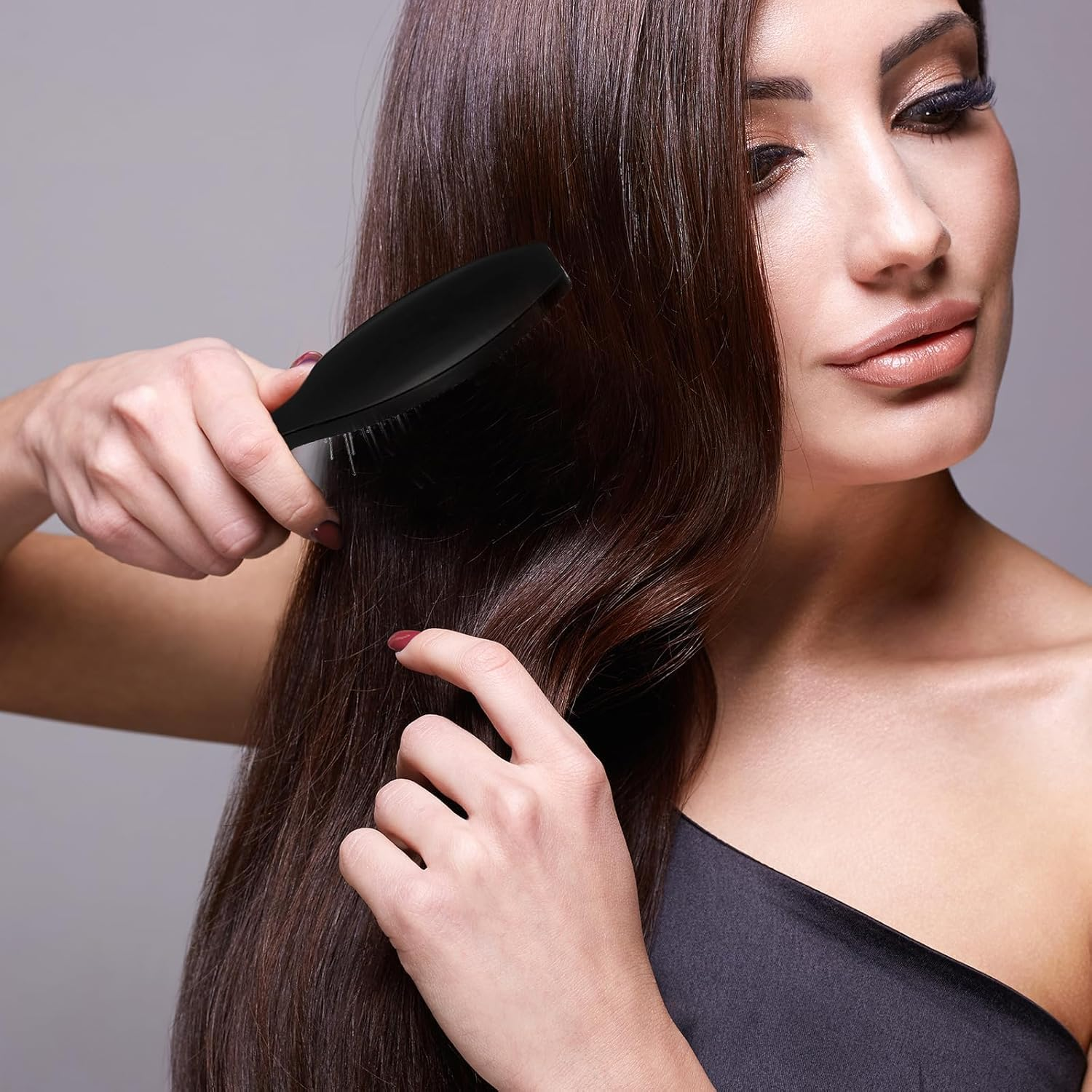 Black Wig Brush Styling Comb Steel Pin Brush, 2Pcs Gentle Wig Brush Steel Bristle Hairbrush, Synthetic Wigs Travel Comb with Bristles image number 3