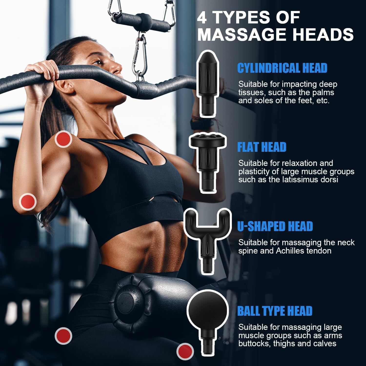 Fascia Gun, Powerful Percussion Massage Gun, Massage Gun with 6 Speed Levels, Type-C Charging, with LCD Display Touchscreen, Mini Massage Gun Portable for Pain Relief, Home and Office Use (Black) image number 2