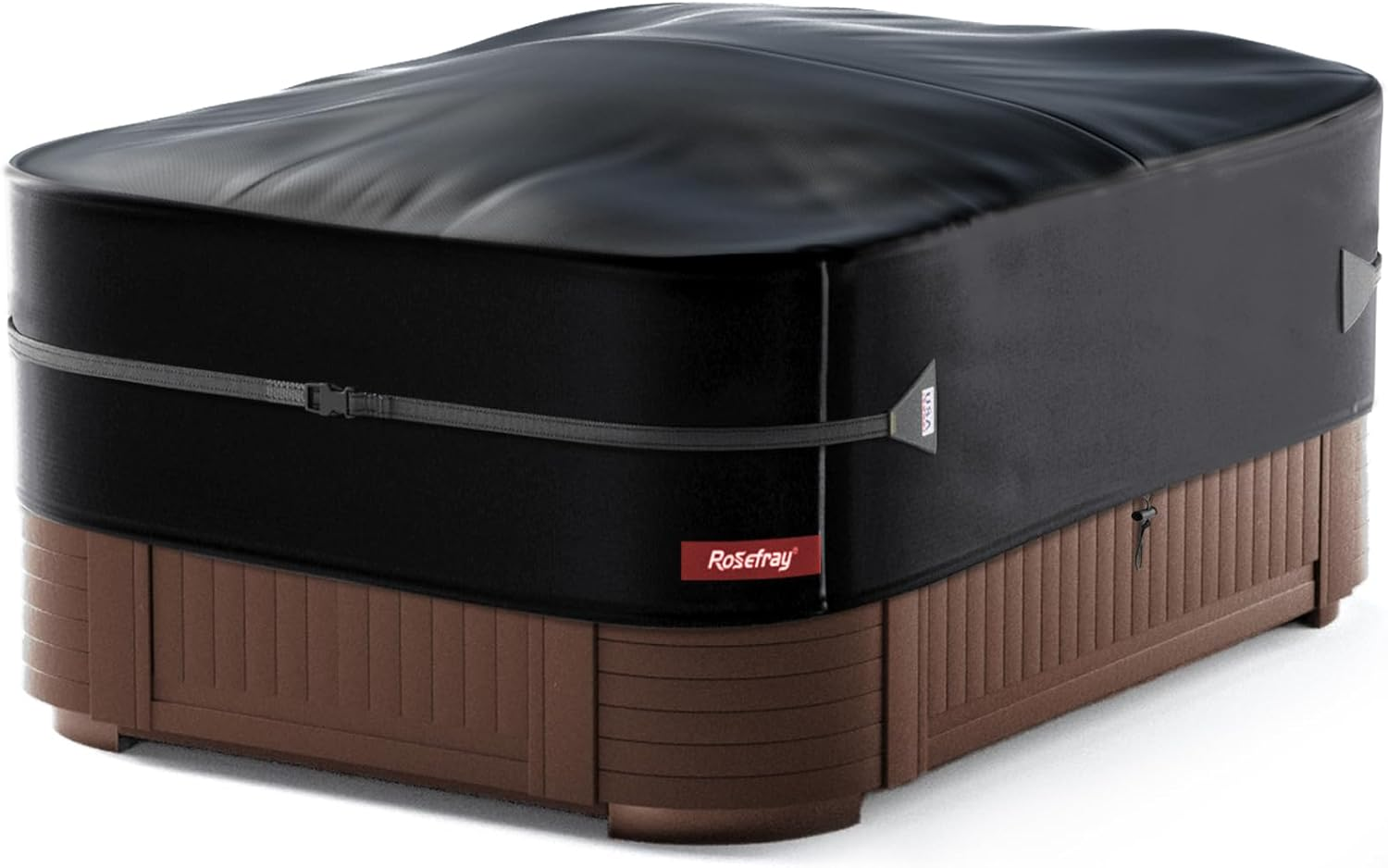 Rosefray 76"X 76" Waterproof Square Hot Tub Cover - 420D Heavy Duty Outdoor SPA Covers Windproof Black