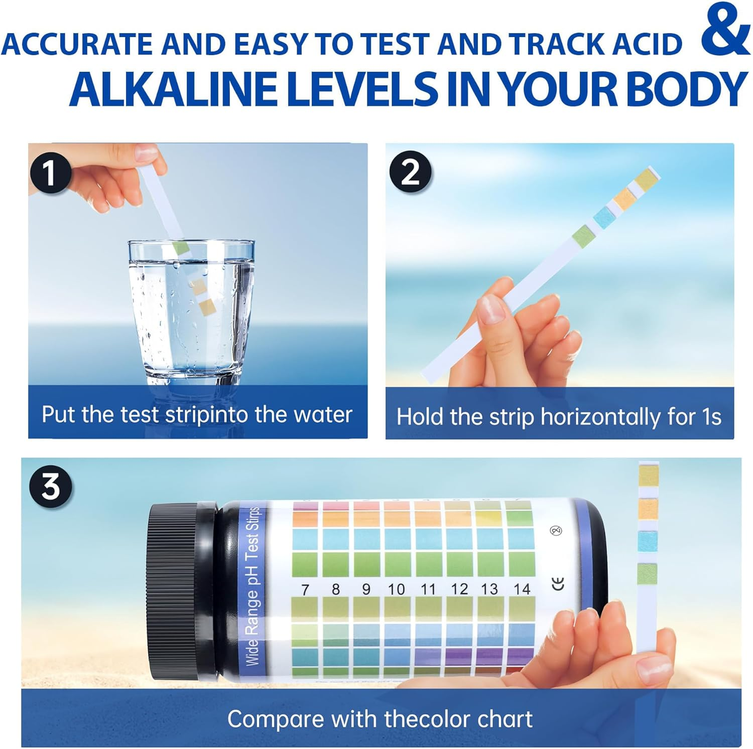 PH Test Strips 0-14, 100 Strips Universal Litmus Papers for Urine, Saliva, Water, Food - Accurate Results in Seconds, Alkaline & Acid Levels Testing image number 6