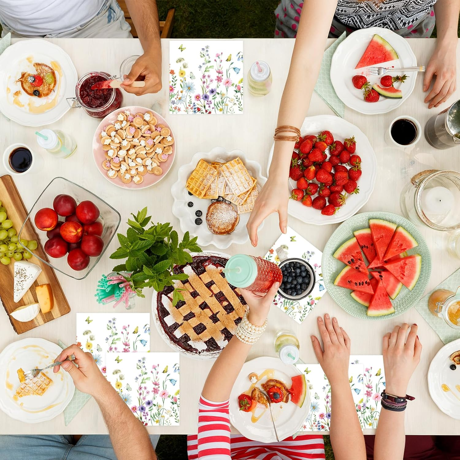 50 Pcs Wildflower Napkins 13 X 13 Inches, Floral Paper Napkins Disposable Flower Cocktail Napkins for Spring Summer Picnic Wedding Baby Shower Birthday Tea Party Decorations image number 6