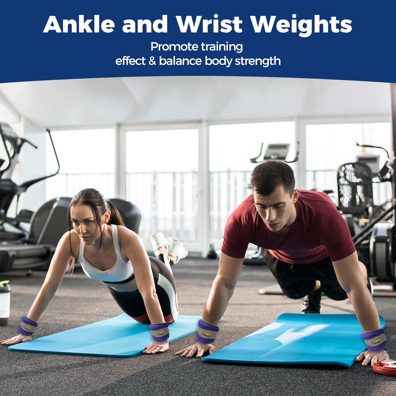 Ankle Arm Wrist Weights Straps Adjustable Fixed Weight for Arm, Hand & Leg - Best for Walking, Jogging, Gymnastics, Crossfit, Cardio Training, Aerobics Exercise (1KG to 4KG) image number 1