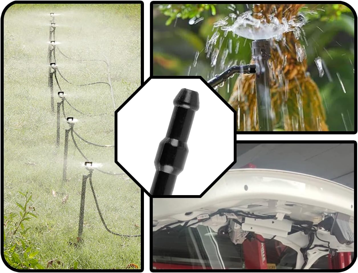 Pack of 10 Car Hose Connectors, Windscreen Washer Hose, Universal Wiper Hose, Splash Hose Adapter, Insulating Hose, Vacuum Hose, for Car (Black) image number 4