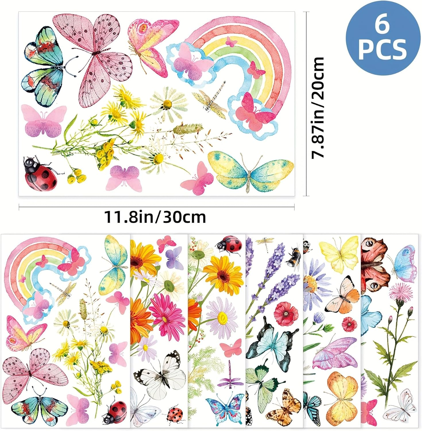 Flower Wall Stickers Colorful Butterfly Wall Stickers Daisy Rainbow Wall Stickers for Girls Bedrooms Living Room Decoration image number 3