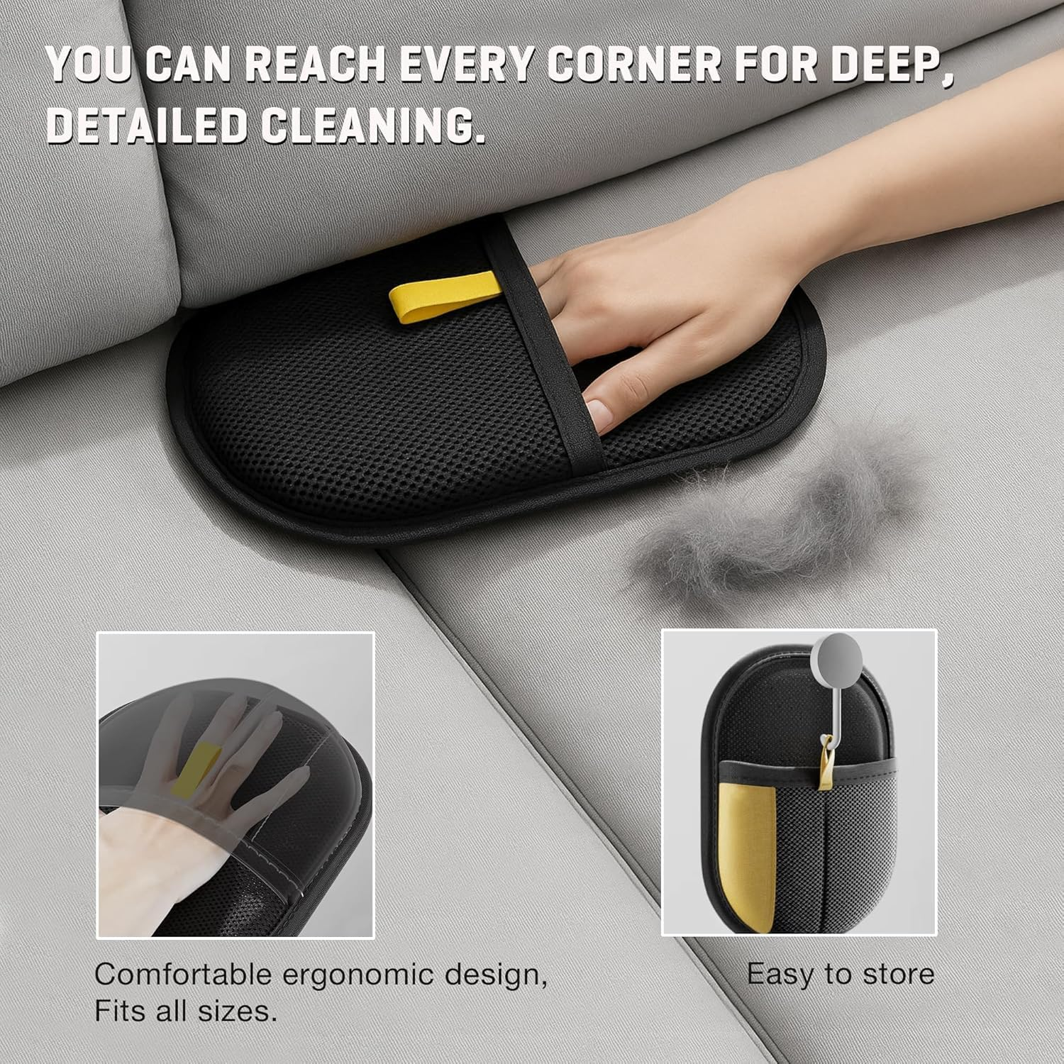 Aymxcls Pet Hair Removal Glove, Washable Reusable Double Sided Static Pet Hair Removal Glove for Couch, Furniture, Carpet, Car Seat (2 PCS) image number 4