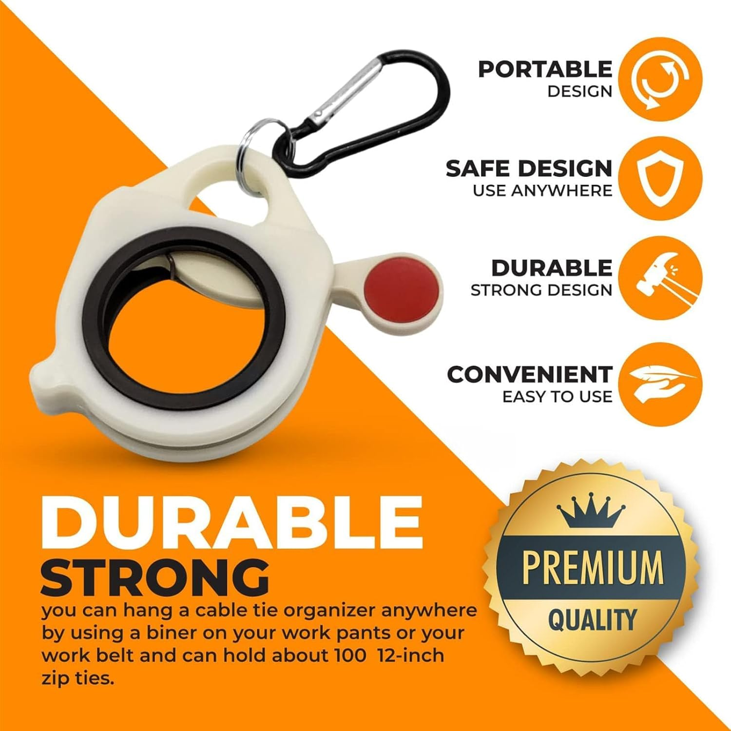 2 Pack Zip Tie Organizers, Portable Lightweight Cable Tie Holder, Reusable Plastic Cable Tie Storager, Safe Convenient Electrician Tool Home Gardening Outdoor(White) image number 5