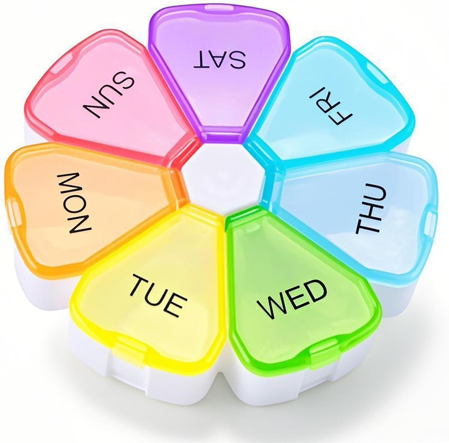 Opret Weekly Pill Organiser, Cute Pill Box 7 Day 1 Times a Day, Portable Travel Tablet Organiser with 7 Large Compartments for Vitamins Supplements Medication (Rainbow) image number 1